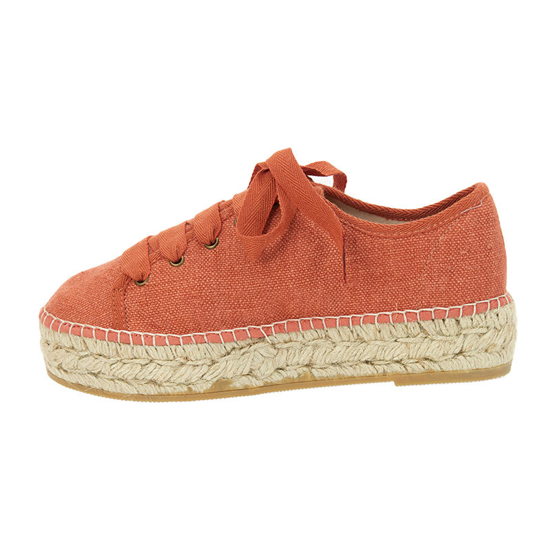 Linen Platform Sneaker - Tangerine - Last Pair - Size 37