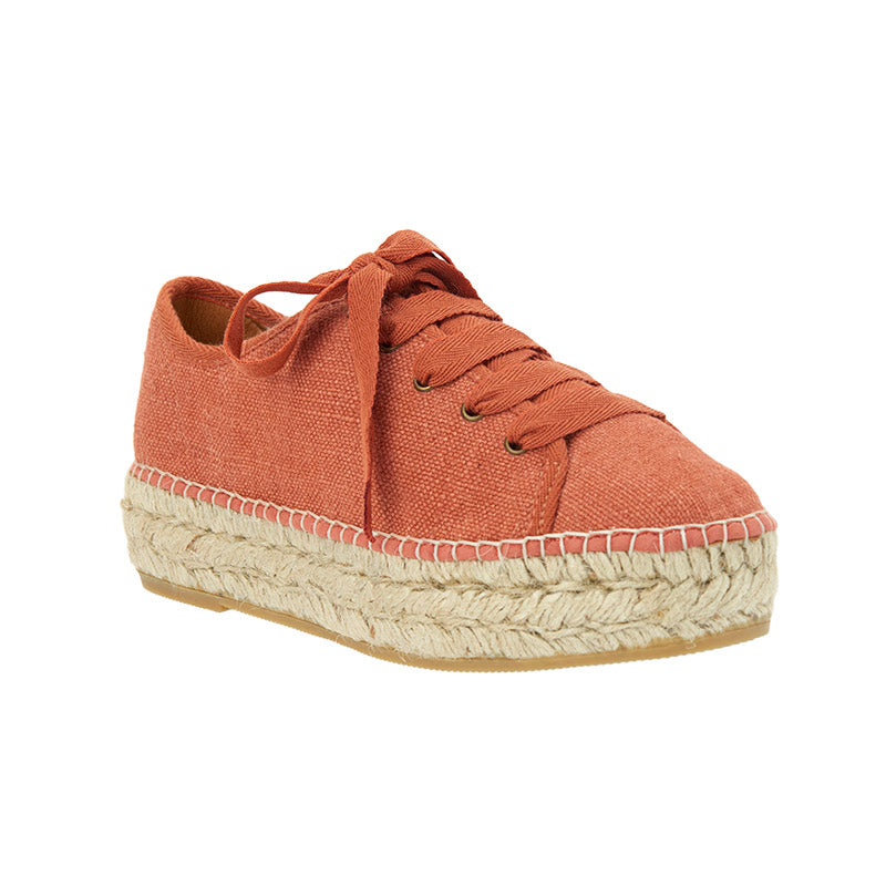 Linen Platform Sneaker - Tangerine - Last Pair - Size 37