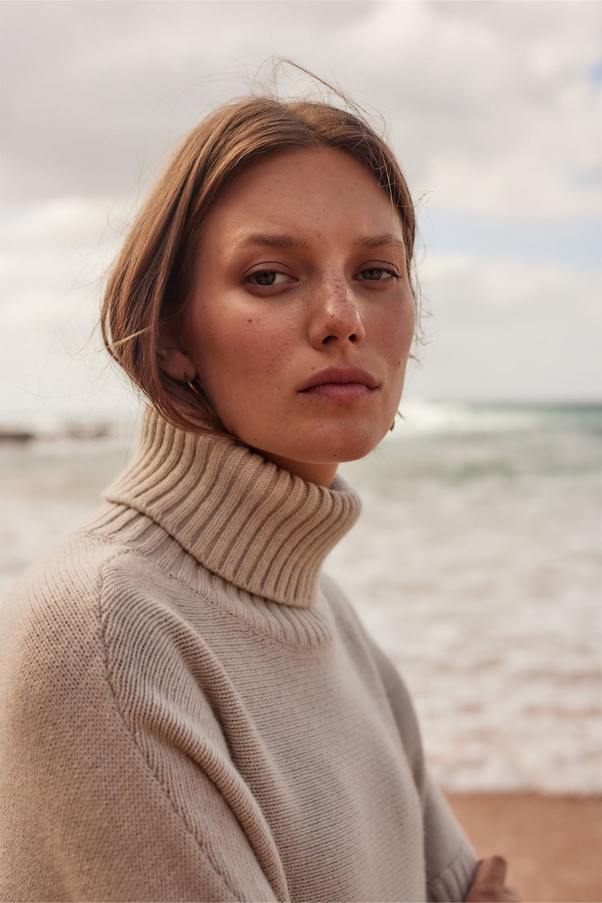 Roll Neck Jumper - Stone - LAST ONE - Size S