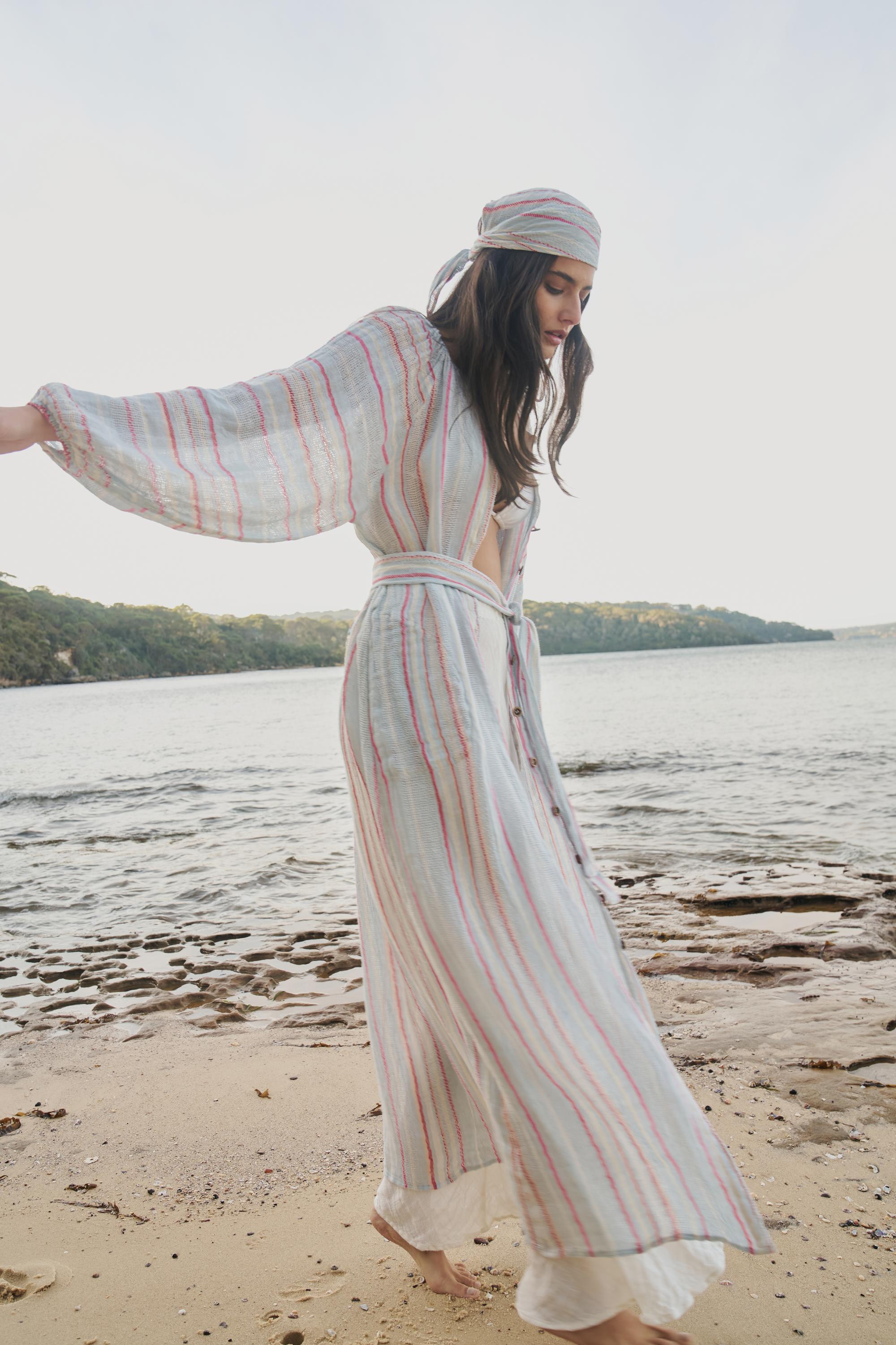 El Manto Dress + Duster - Kalos Stripe