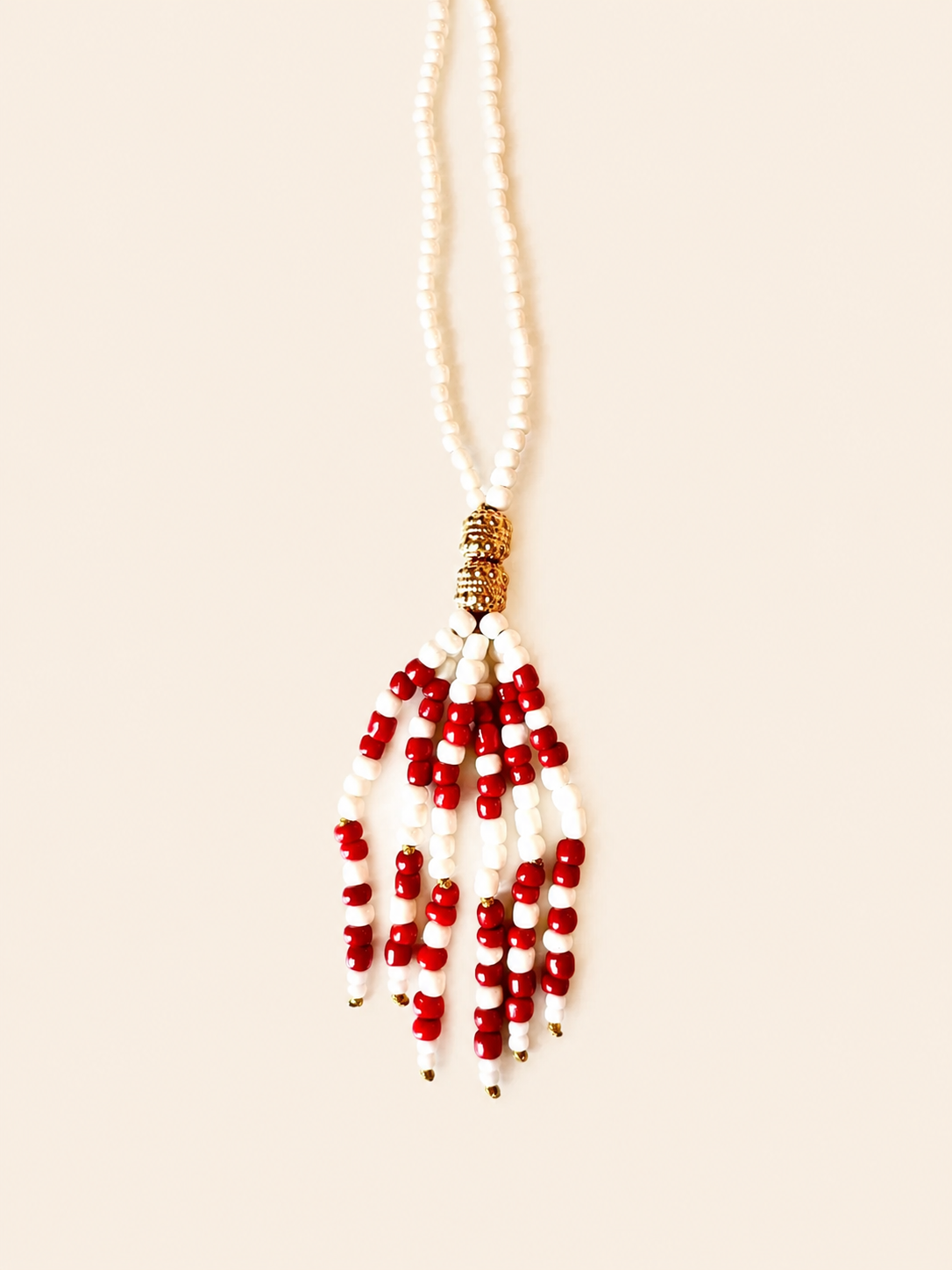 Palm Spring Long Necklace - Ivory/Red