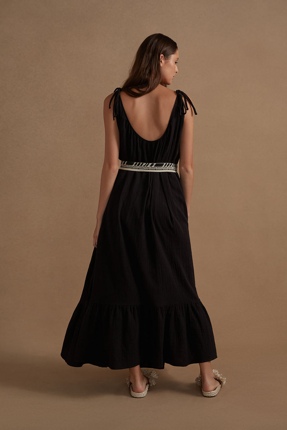 Cotton Gauze Farrah Maxi Dress - Black