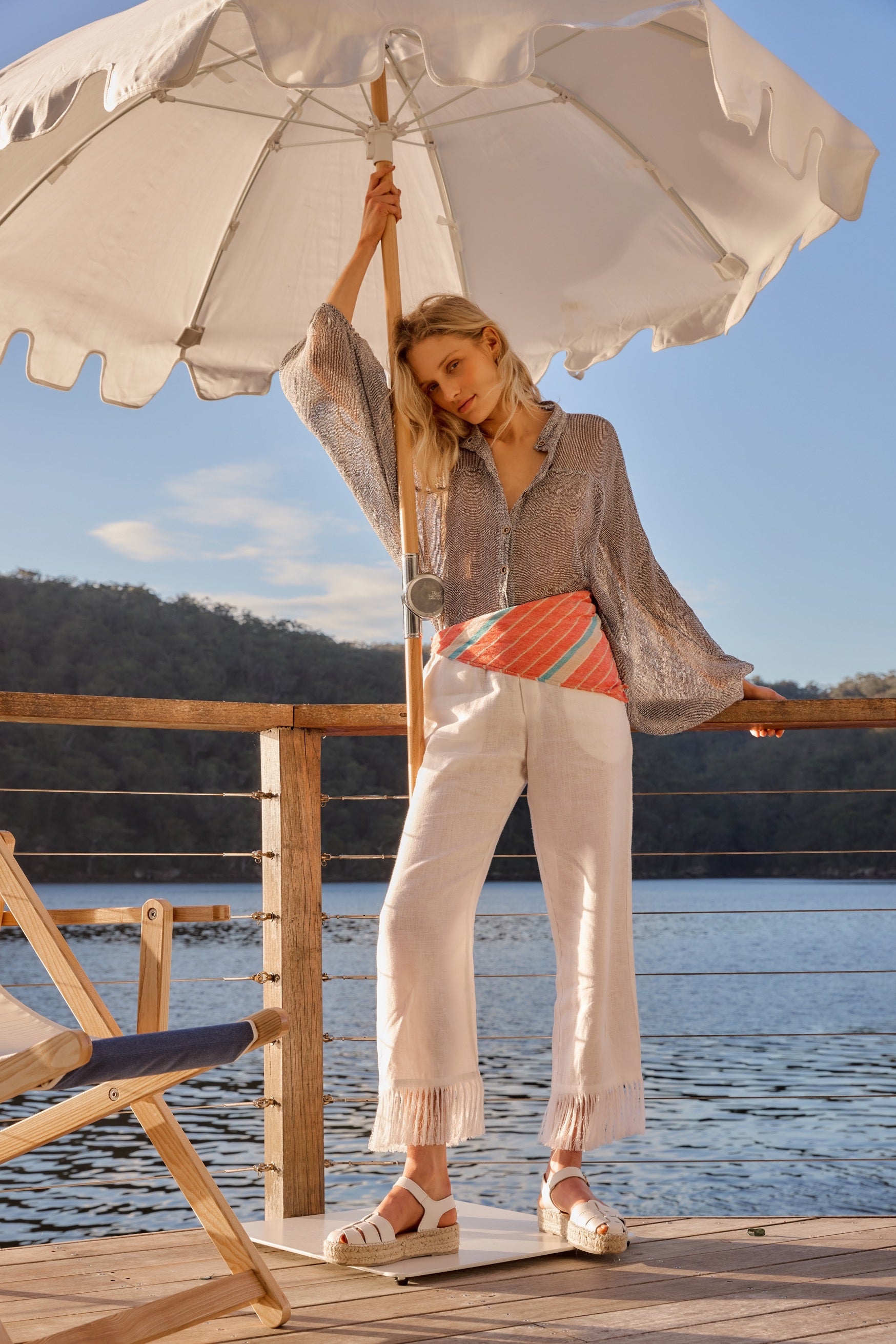 Fringe Pant - White