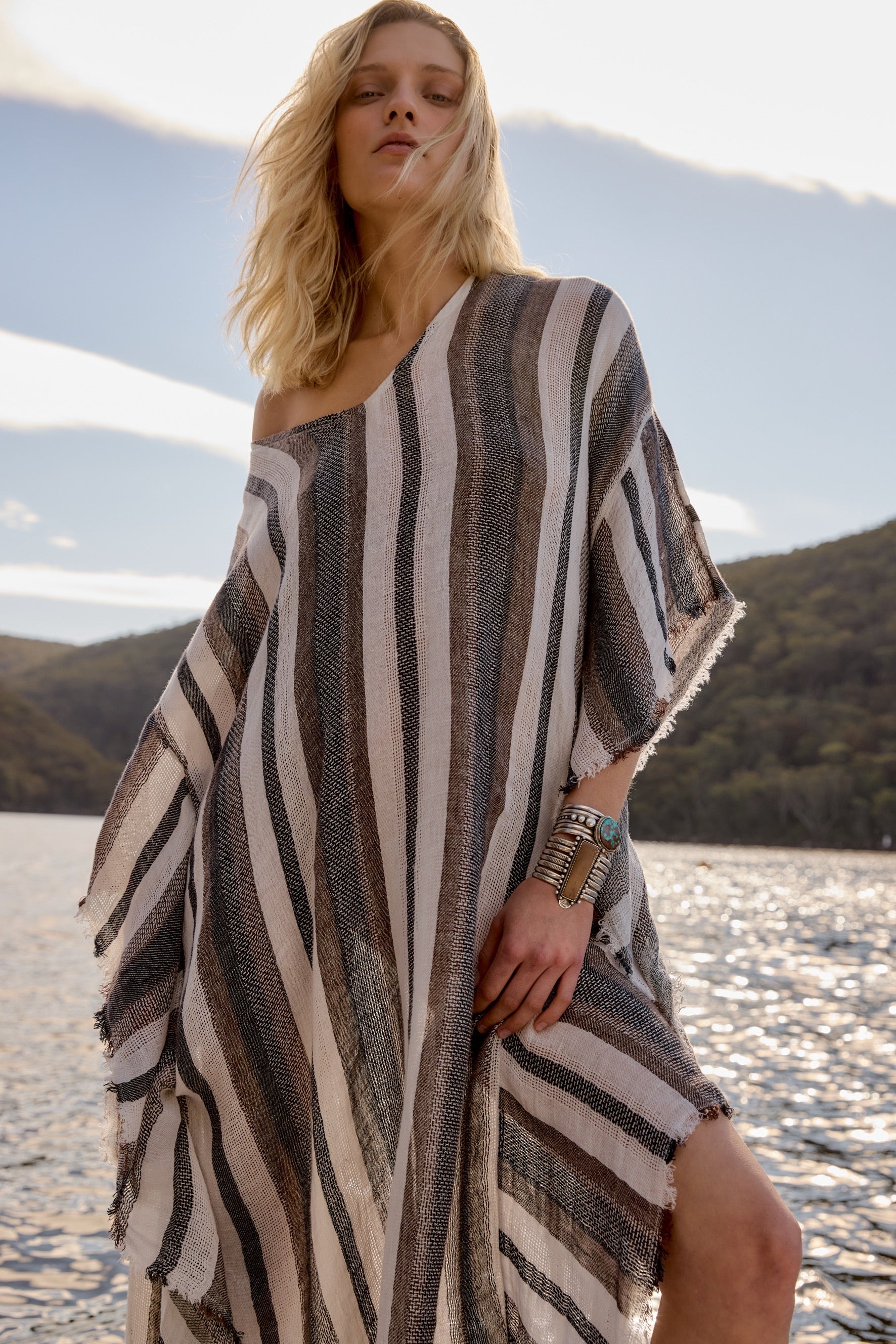 Polla Maxi Dress - Dark Chocolate Stripe
