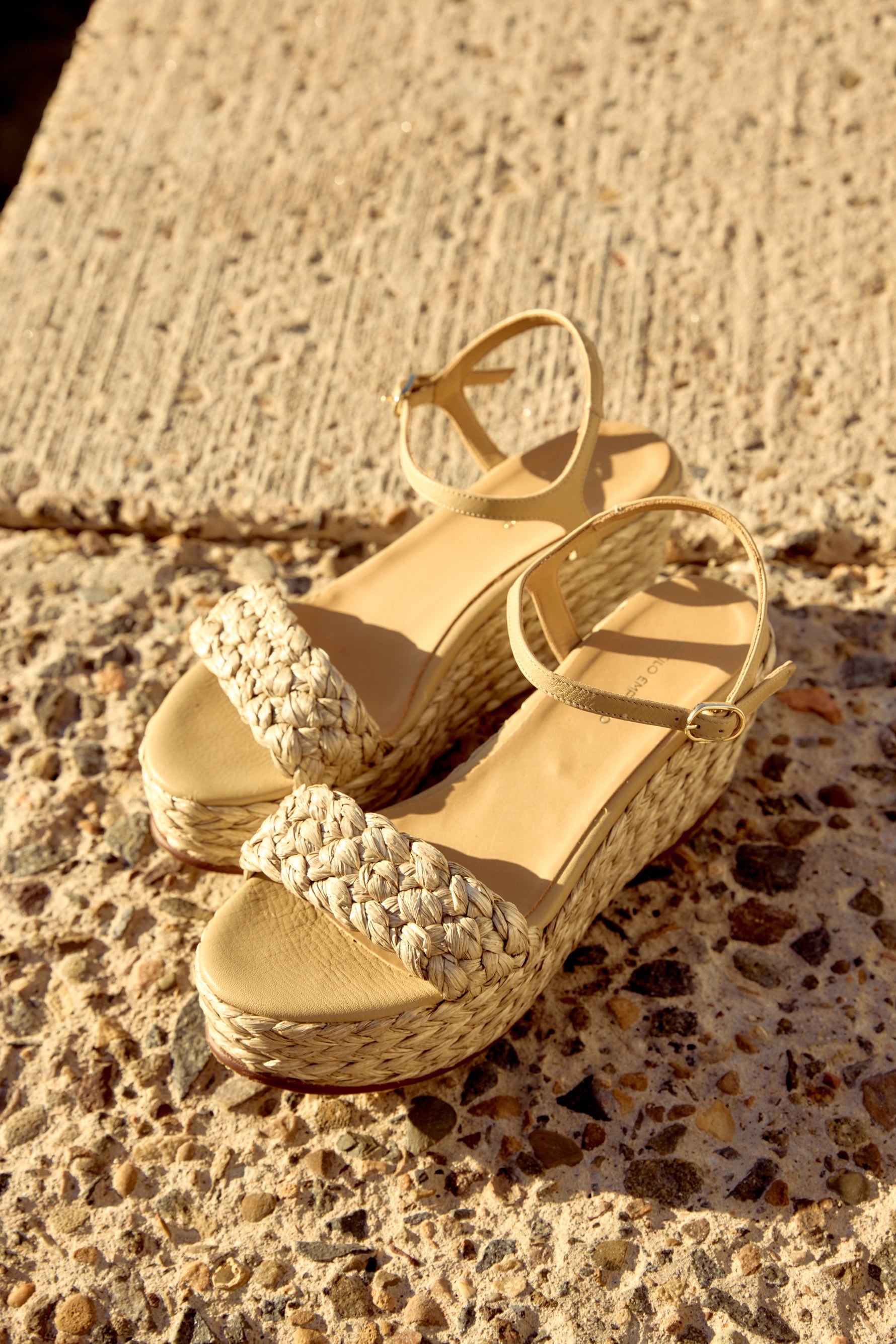 Carrie Raffia Braided Low Wedge - Natural