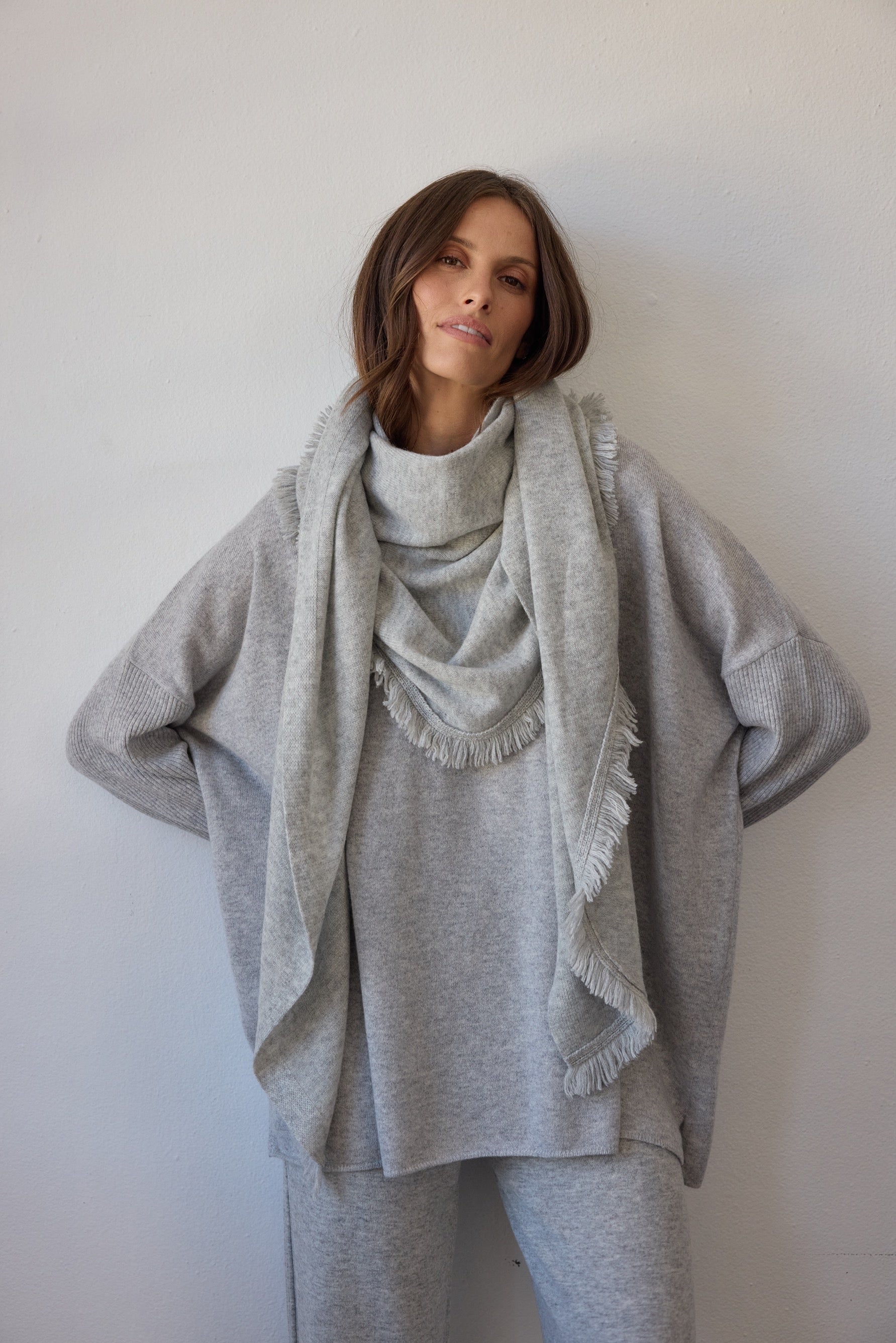 Isabelle Wool Cashmere Wrap - Grey