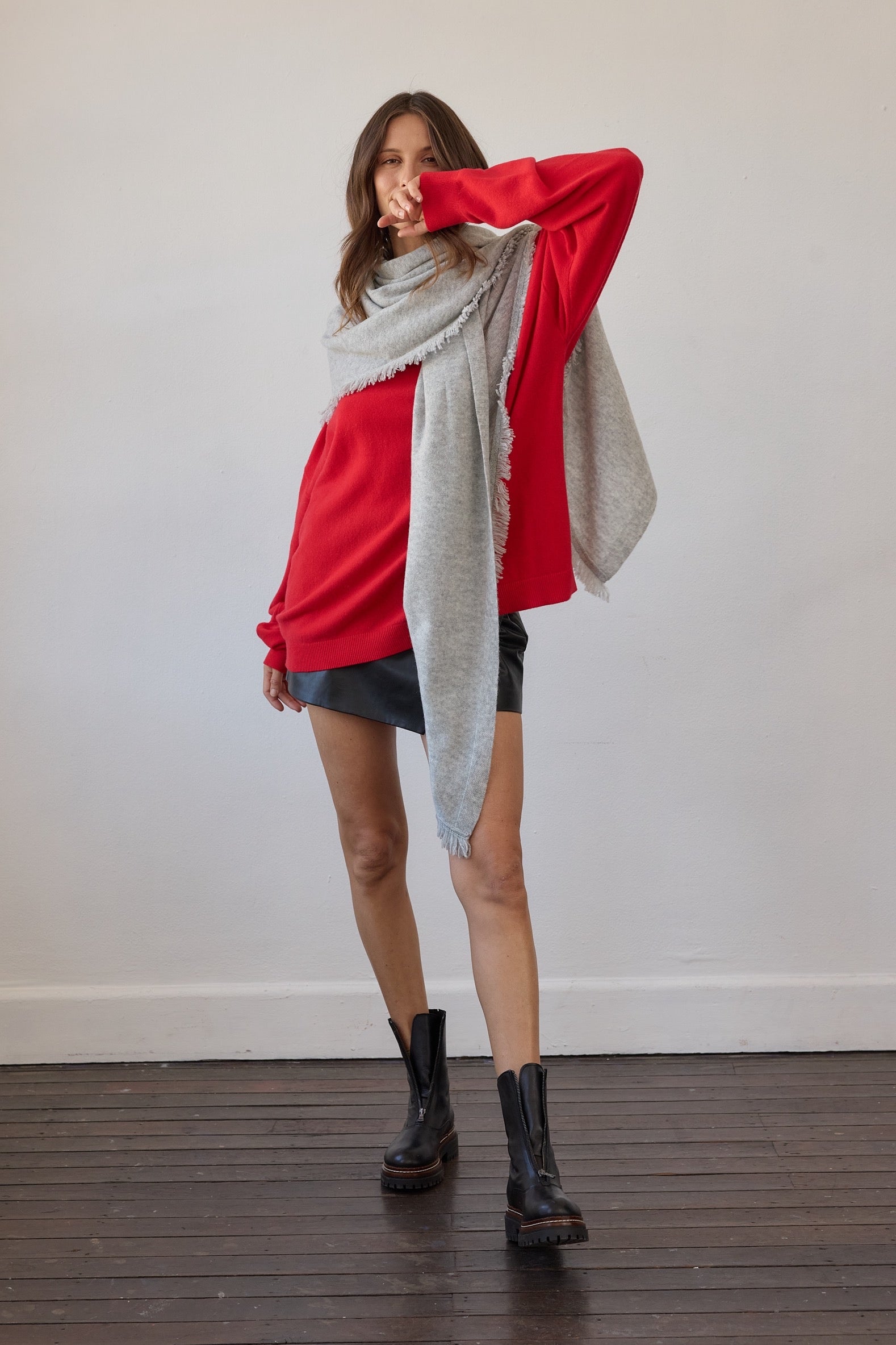 Isabelle Wool Cashmere Wrap - Grey