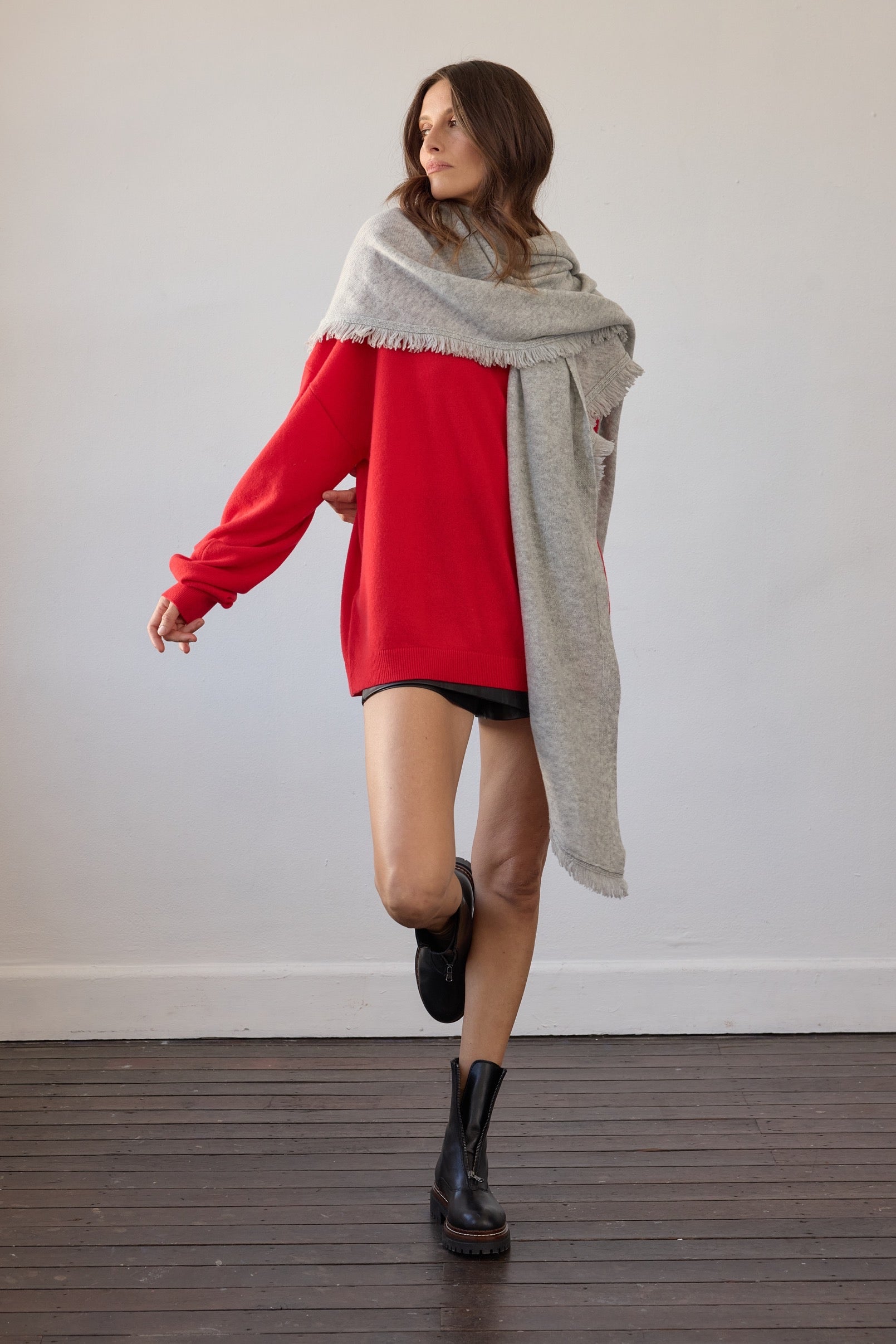 Isabelle Wool Cashmere Wrap - Grey