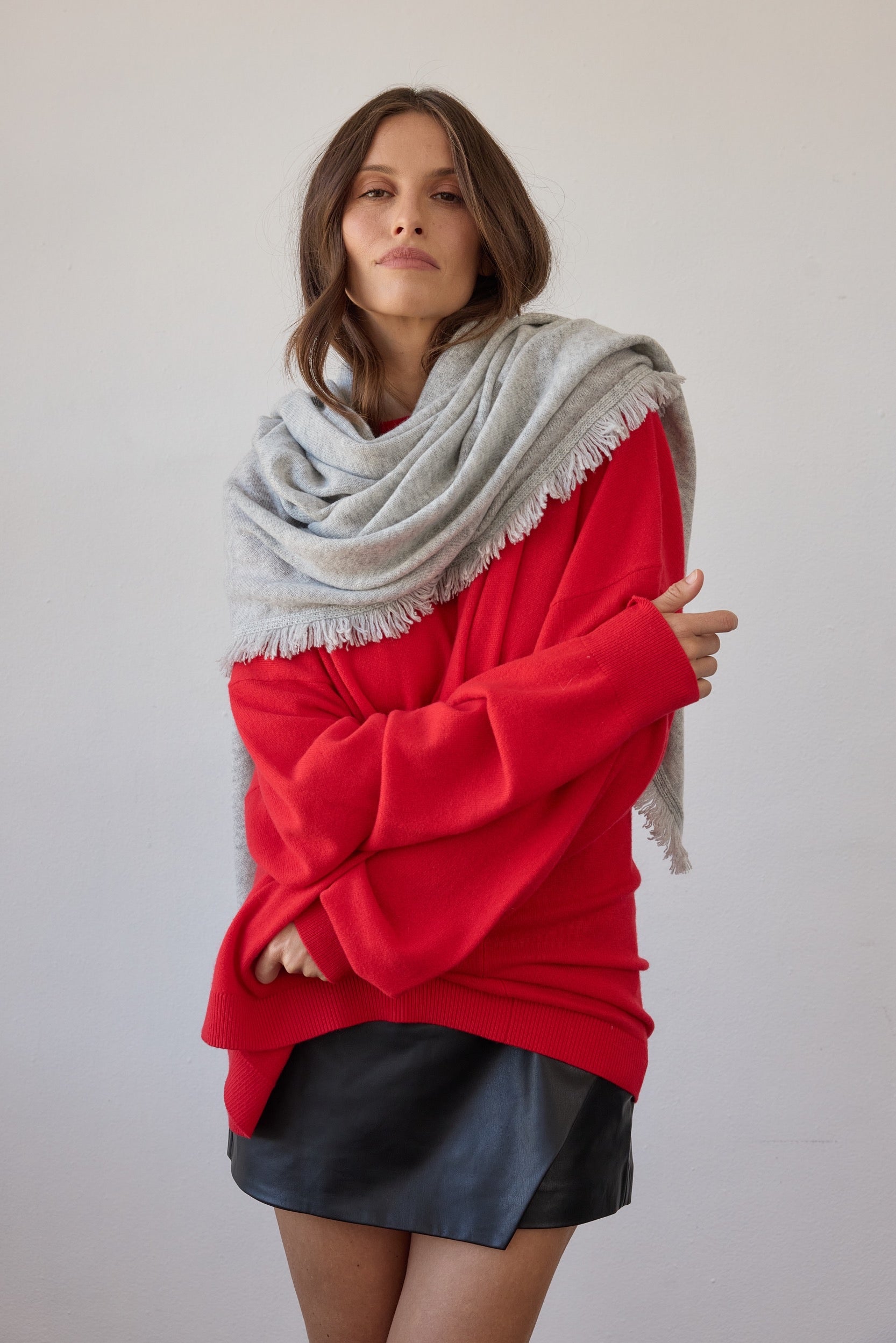 Isabelle Wool Cashmere Wrap - Grey