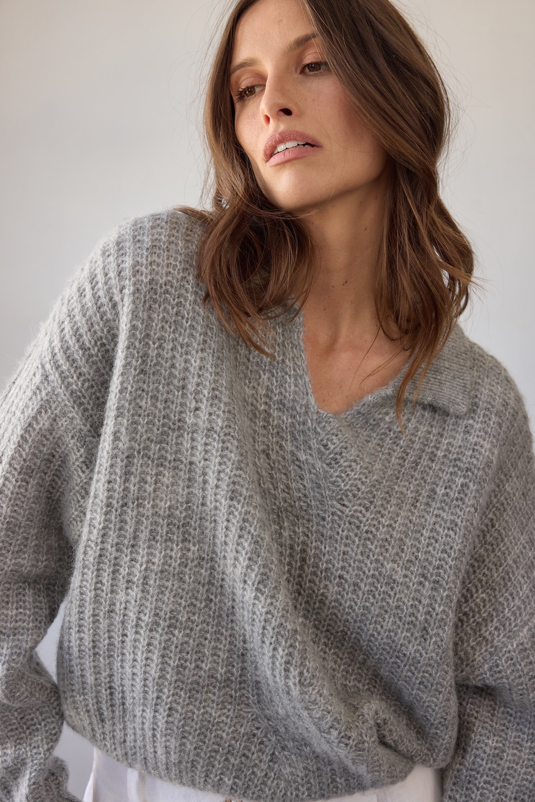 Clover Cable Sweater - Grey
