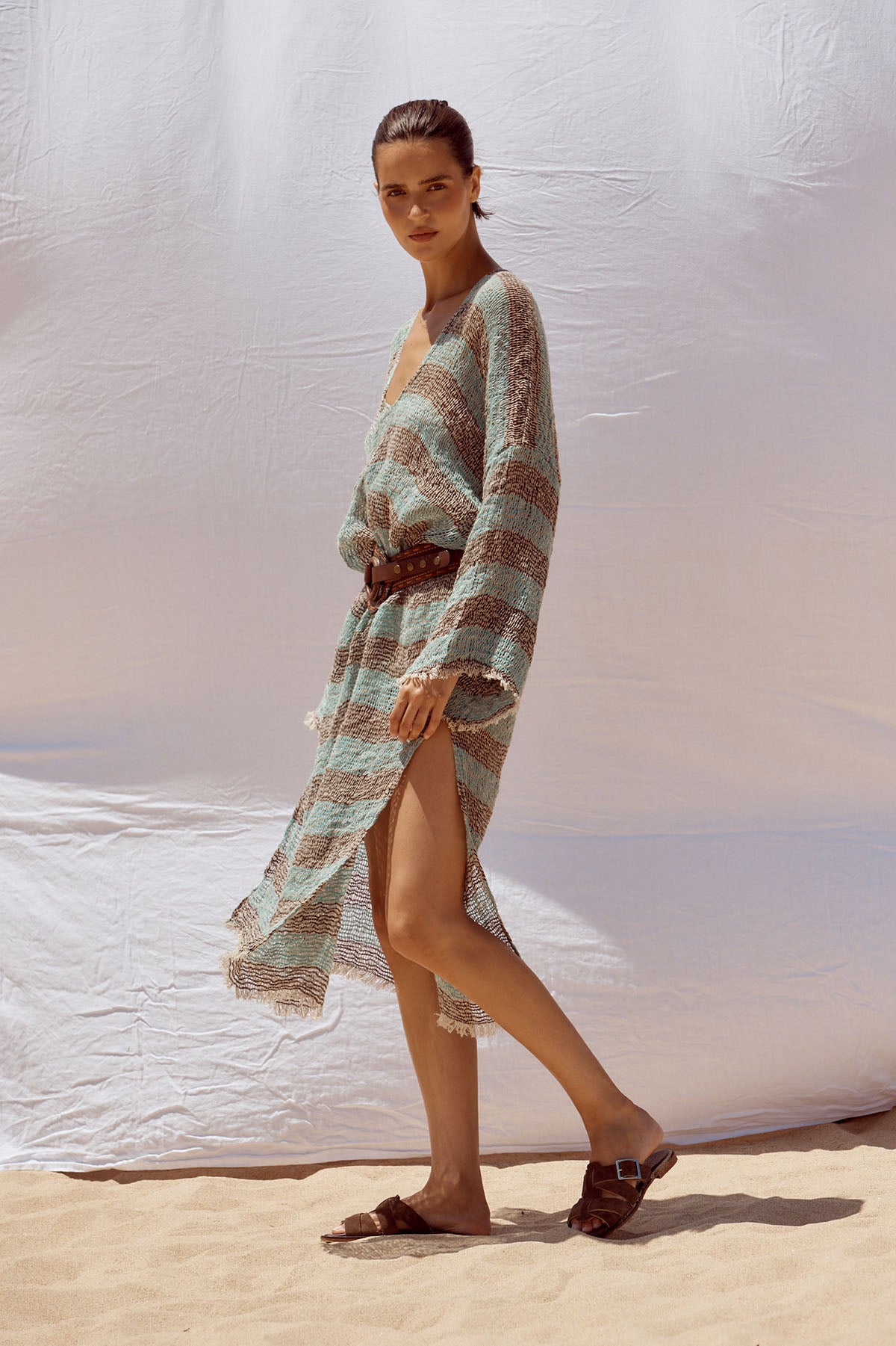 Azella Dress - Chocolate/Turquoise Pescatore Stripe