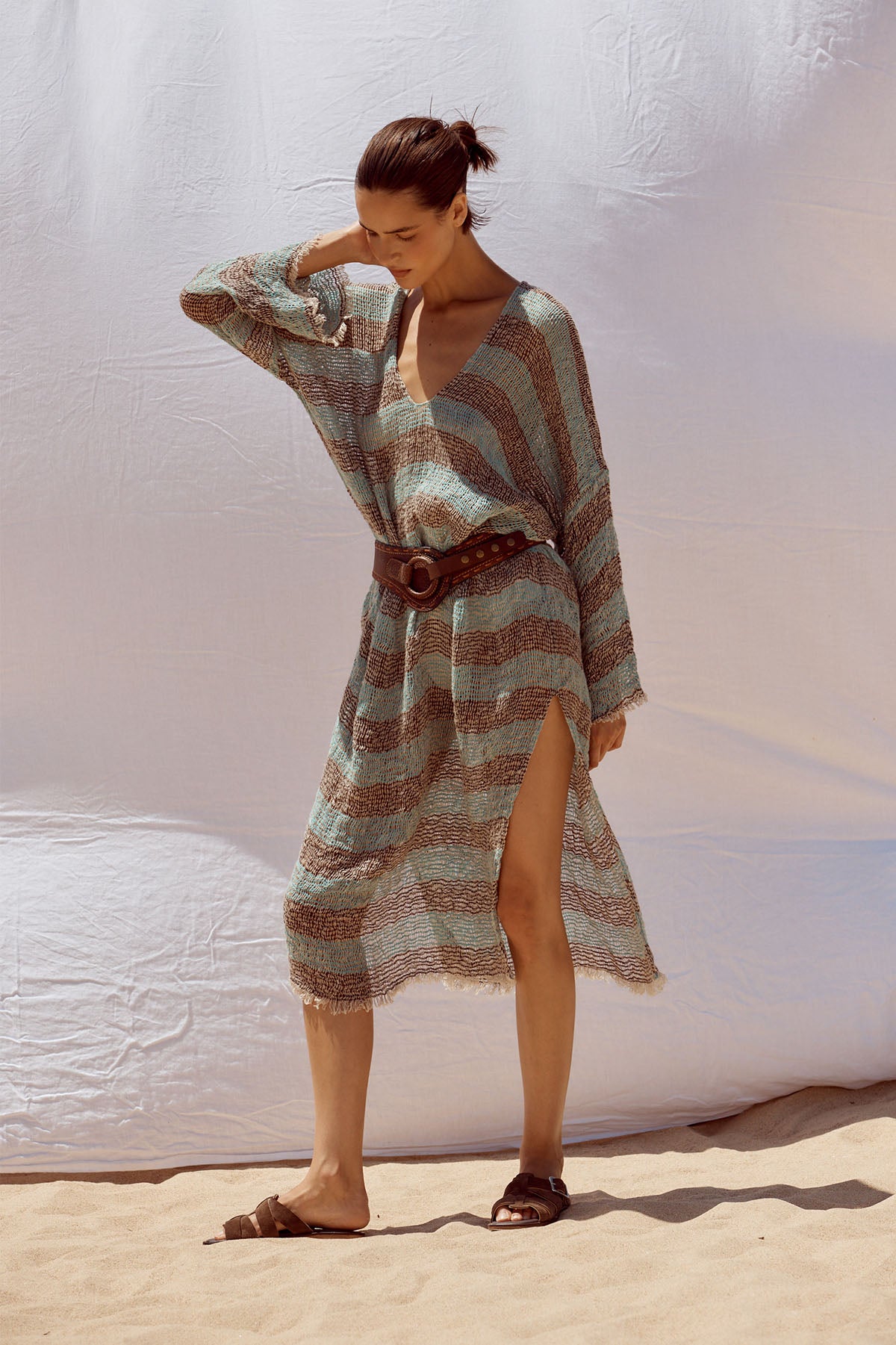 Azella Dress - Chocolate/Turquoise Pescatore Stripe