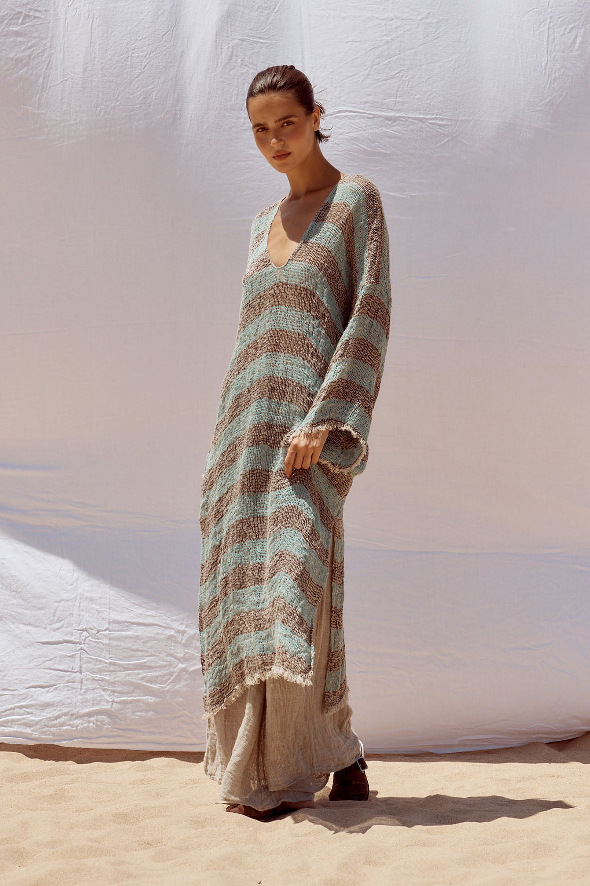 Azella Dress - Chocolate/Turquoise Pescatore Stripe