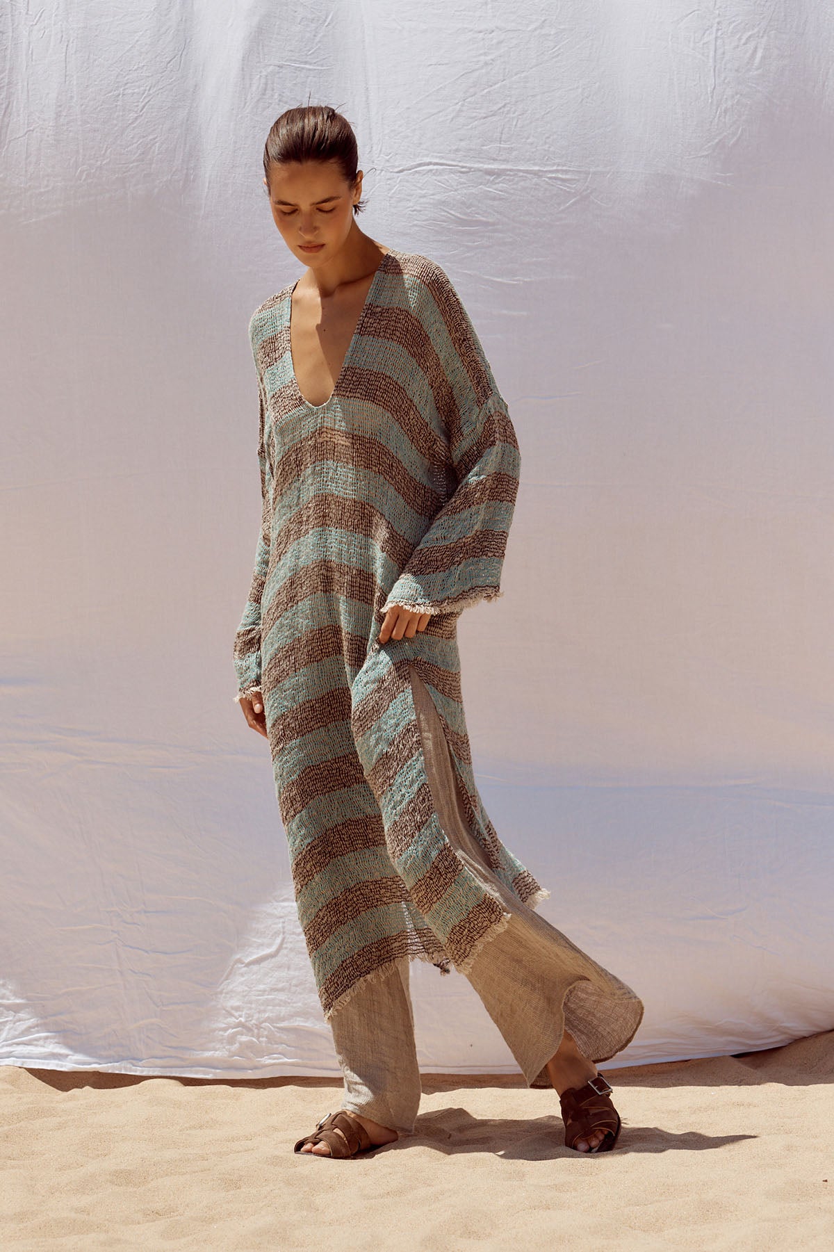 Azella Dress - Chocolate/Turquoise Pescatore Stripe