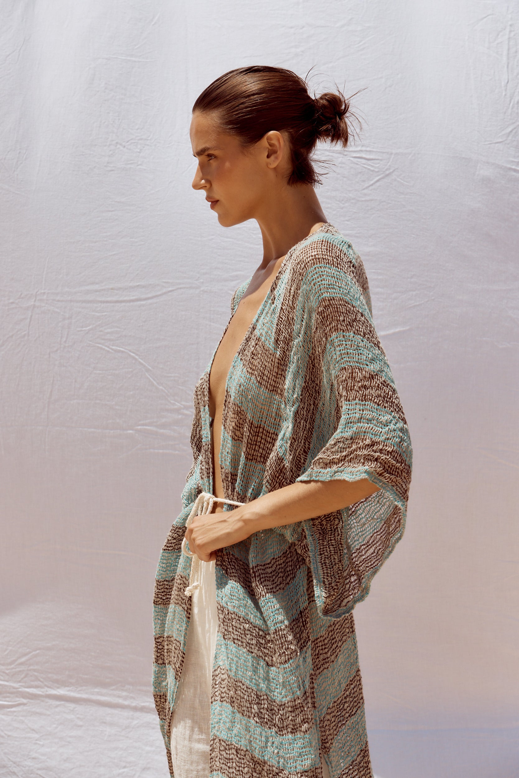 Corda Maxi Duster - Chocolate/Turquoise Pescatore Stripe