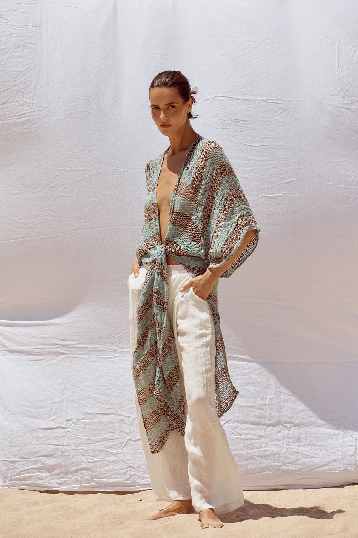 Corda Maxi Duster - Chocolate/Turquoise Pescatore Stripe