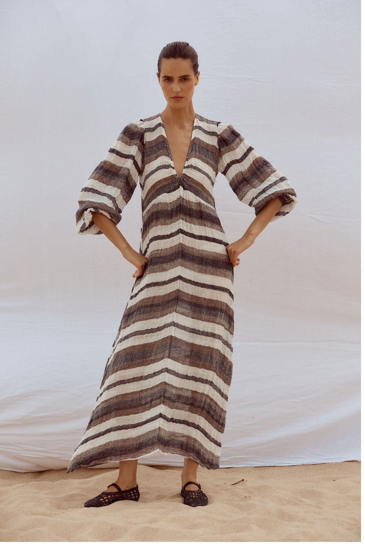 Ti Amo Maxi Dress - Dark Chocolate Stripe - Last One