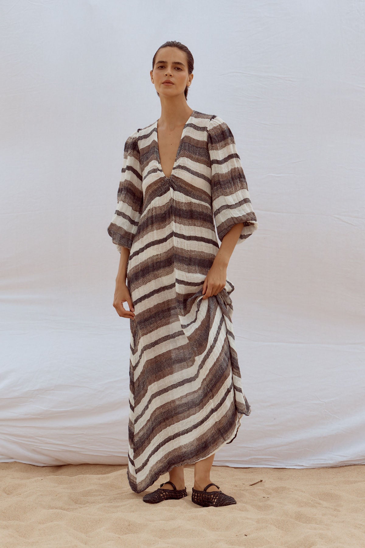 Ti Amo Maxi Dress - Dark Chocolate Stripe - Last One