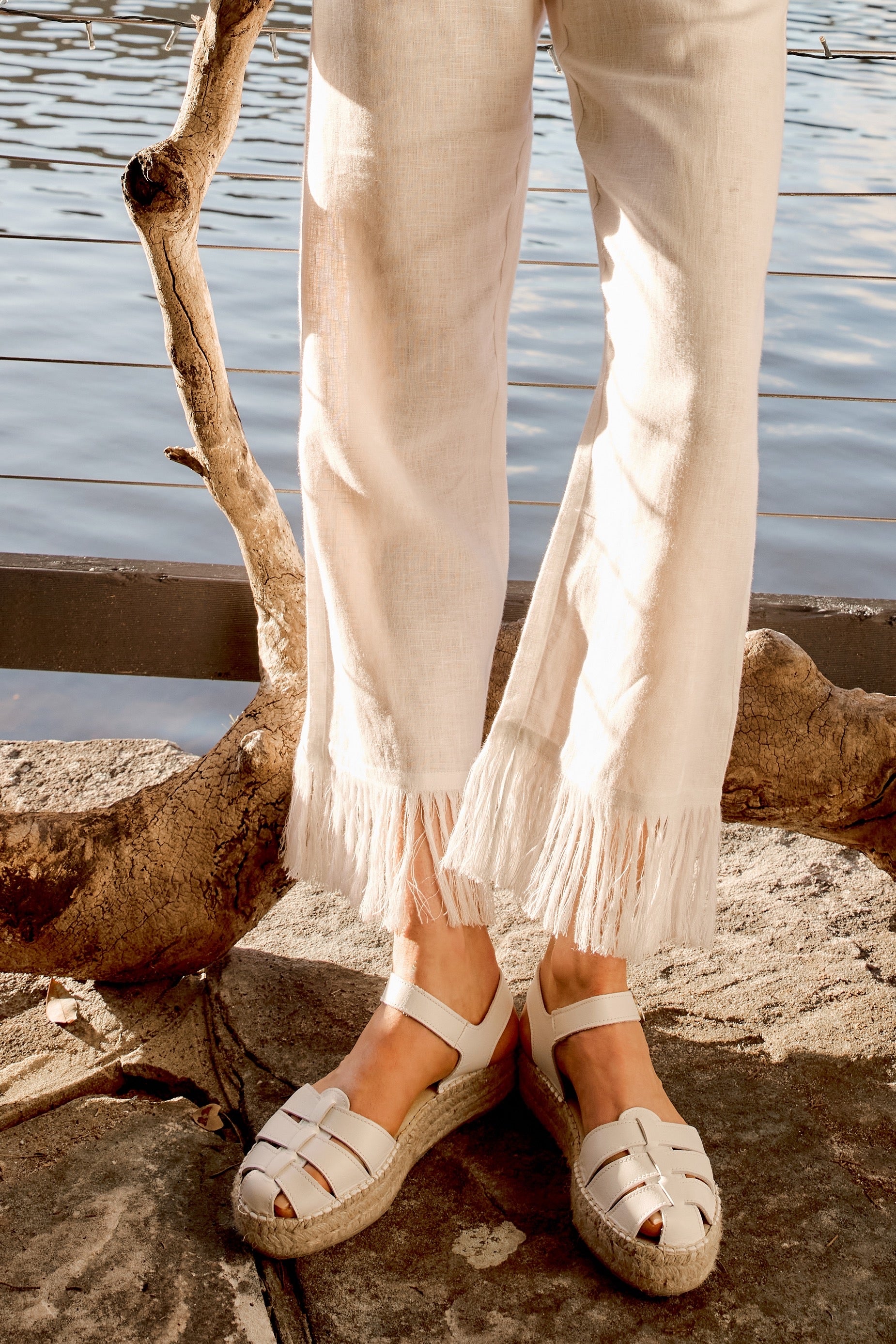 Bosque Fisherman Espadrille Sandal - White Nappa
