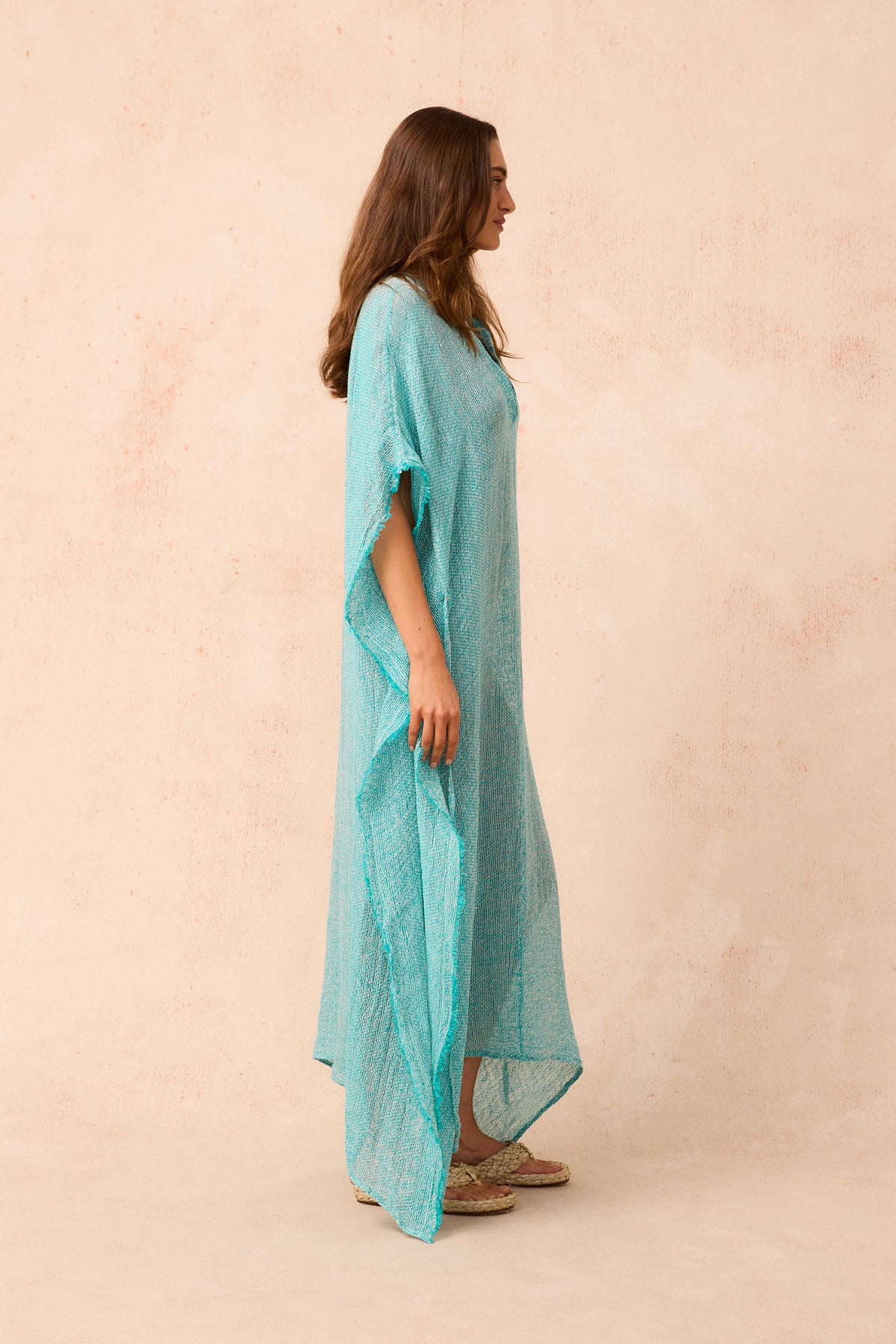 Corfu Kaftan Dress- Rete Turquoise