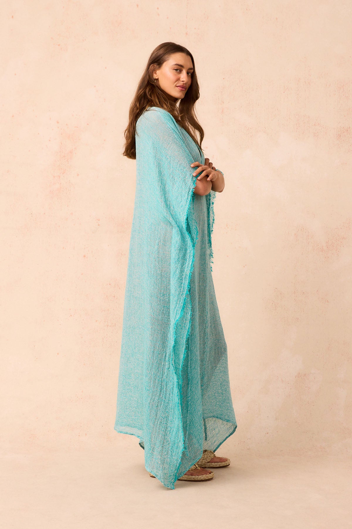 Corfu Kaftan Dress- Rete Turquoise