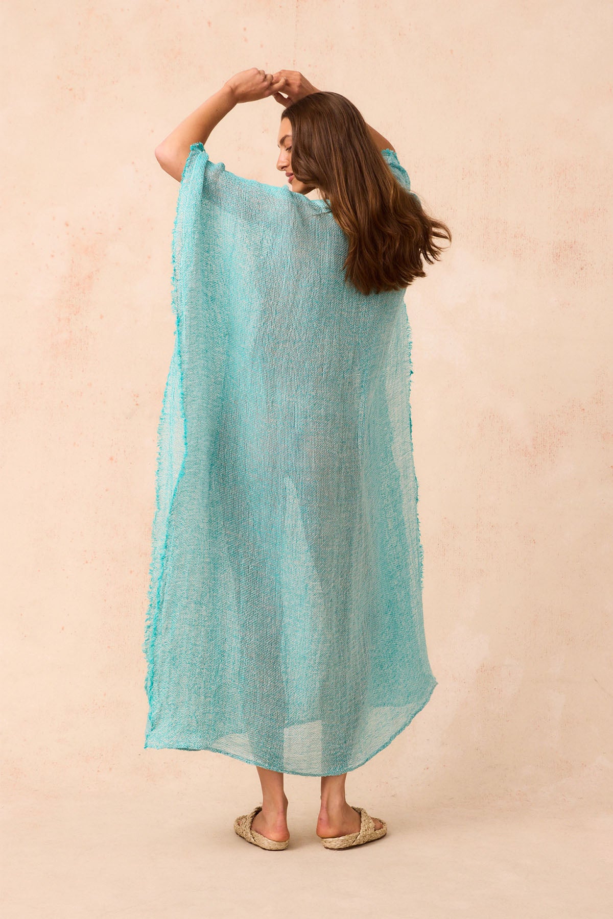 Corfu Kaftan Dress- Rete Turquoise