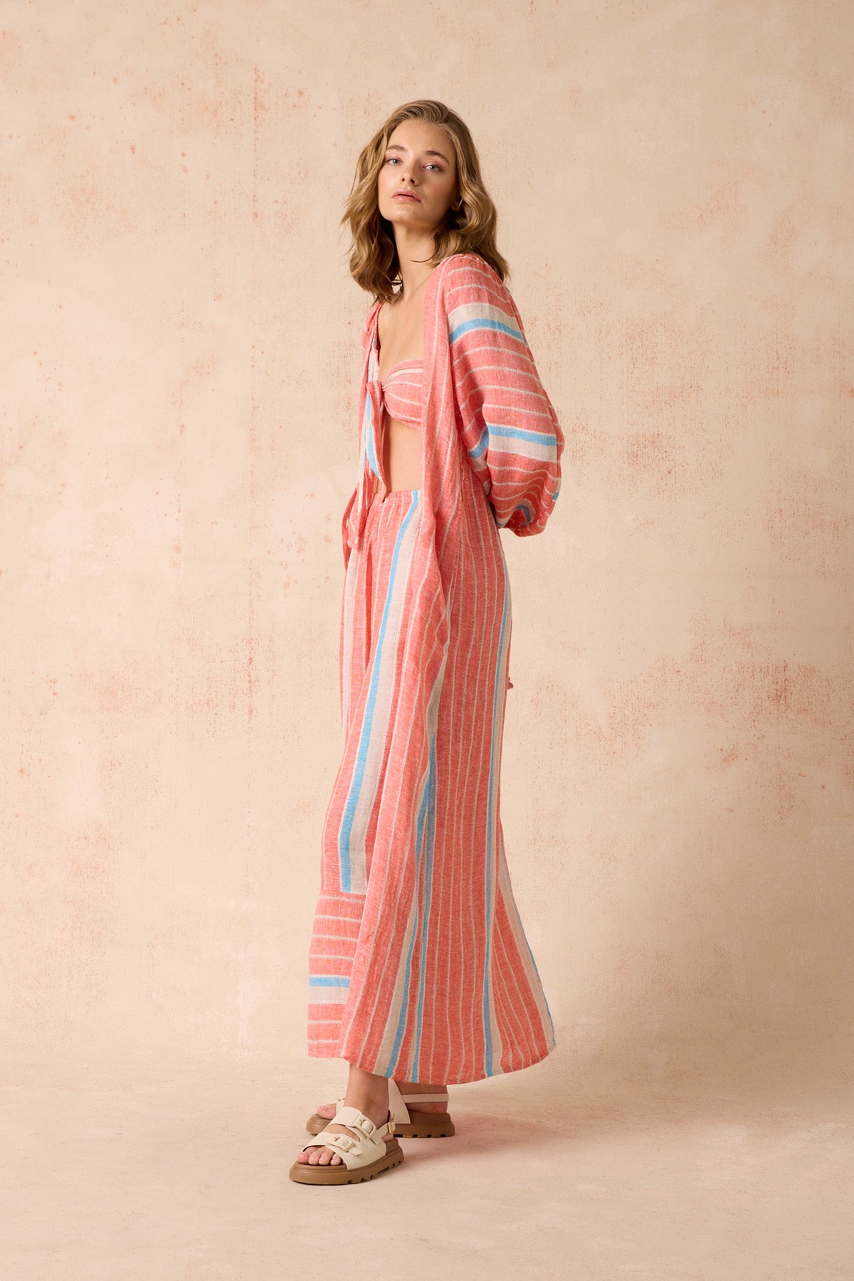 El Manto Dress + Duster - Poppy Red Stripe