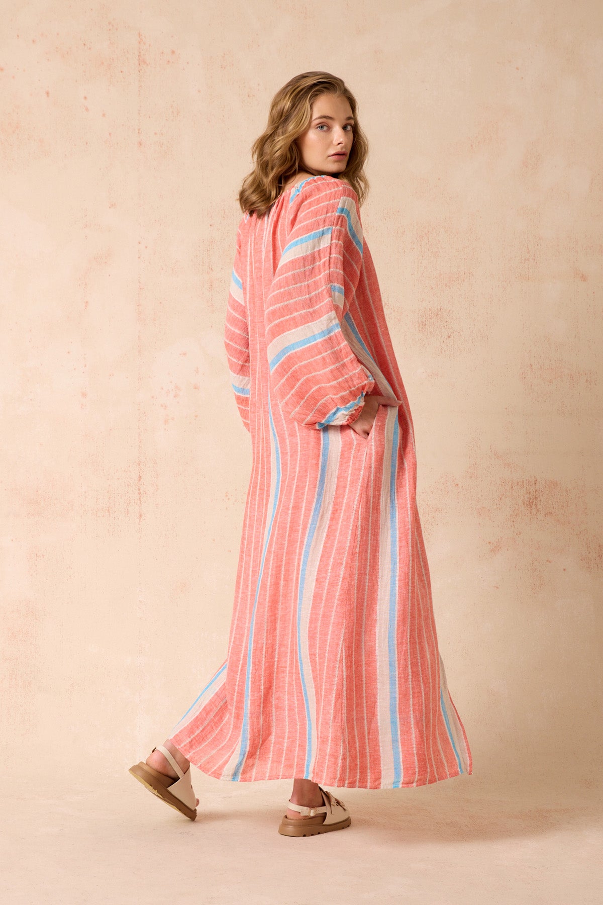 El Manto Dress + Duster - Poppy Red Stripe
