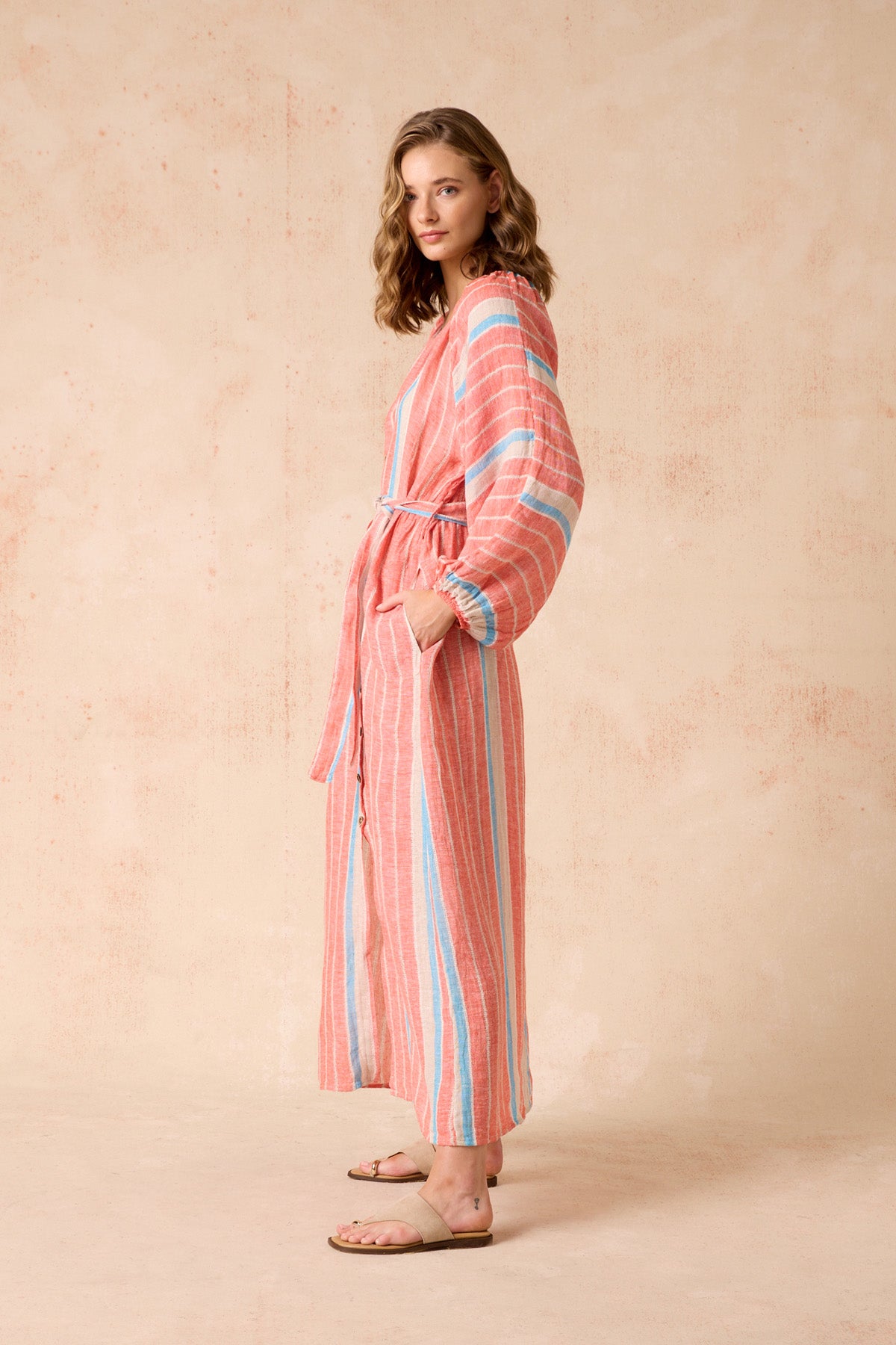 El Manto Dress + Duster - Poppy Red Stripe