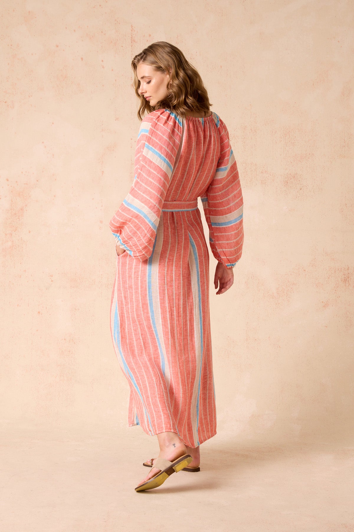 El Manto Dress + Duster - Poppy Red Stripe