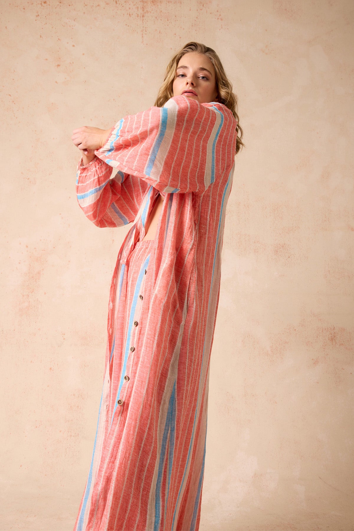 El Manto Dress + Duster - Poppy Red Stripe