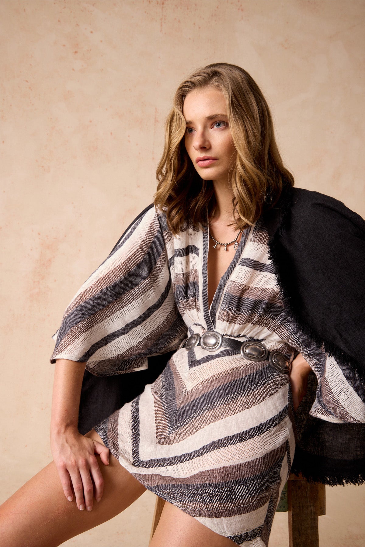 Gia Mini Dress - Dark Chocolate Stripe