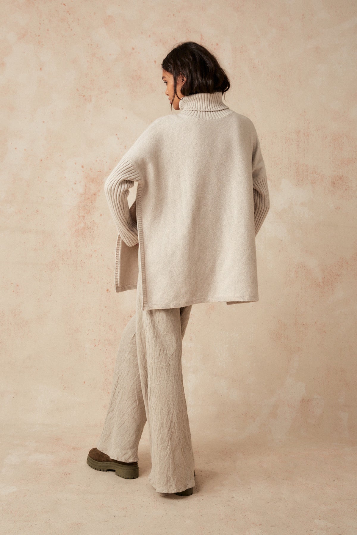 Roll Neck Jumper - Stone - LAST ONE - Size S