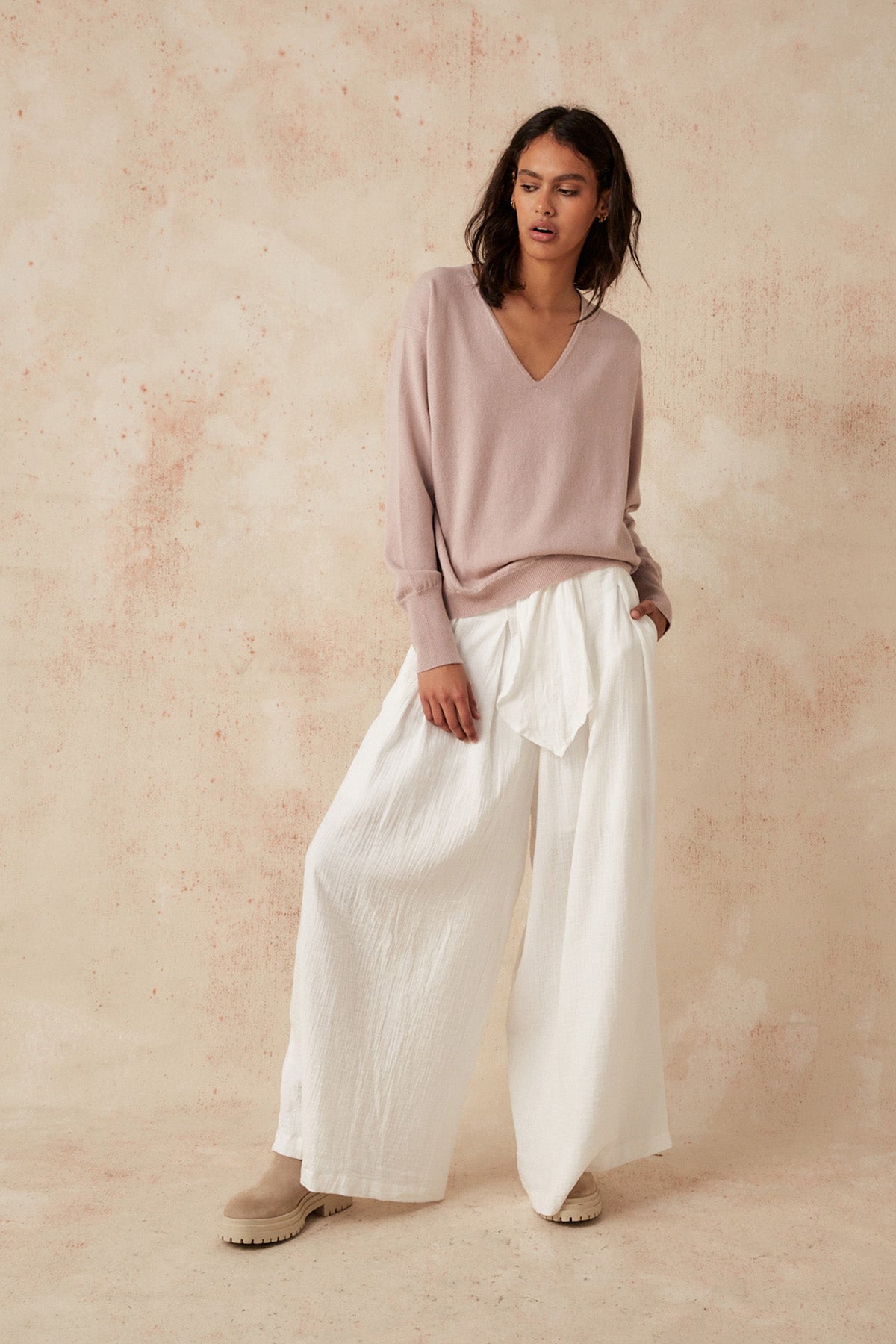 Colette Cashmere Sweater - Dusty Pink - Sample