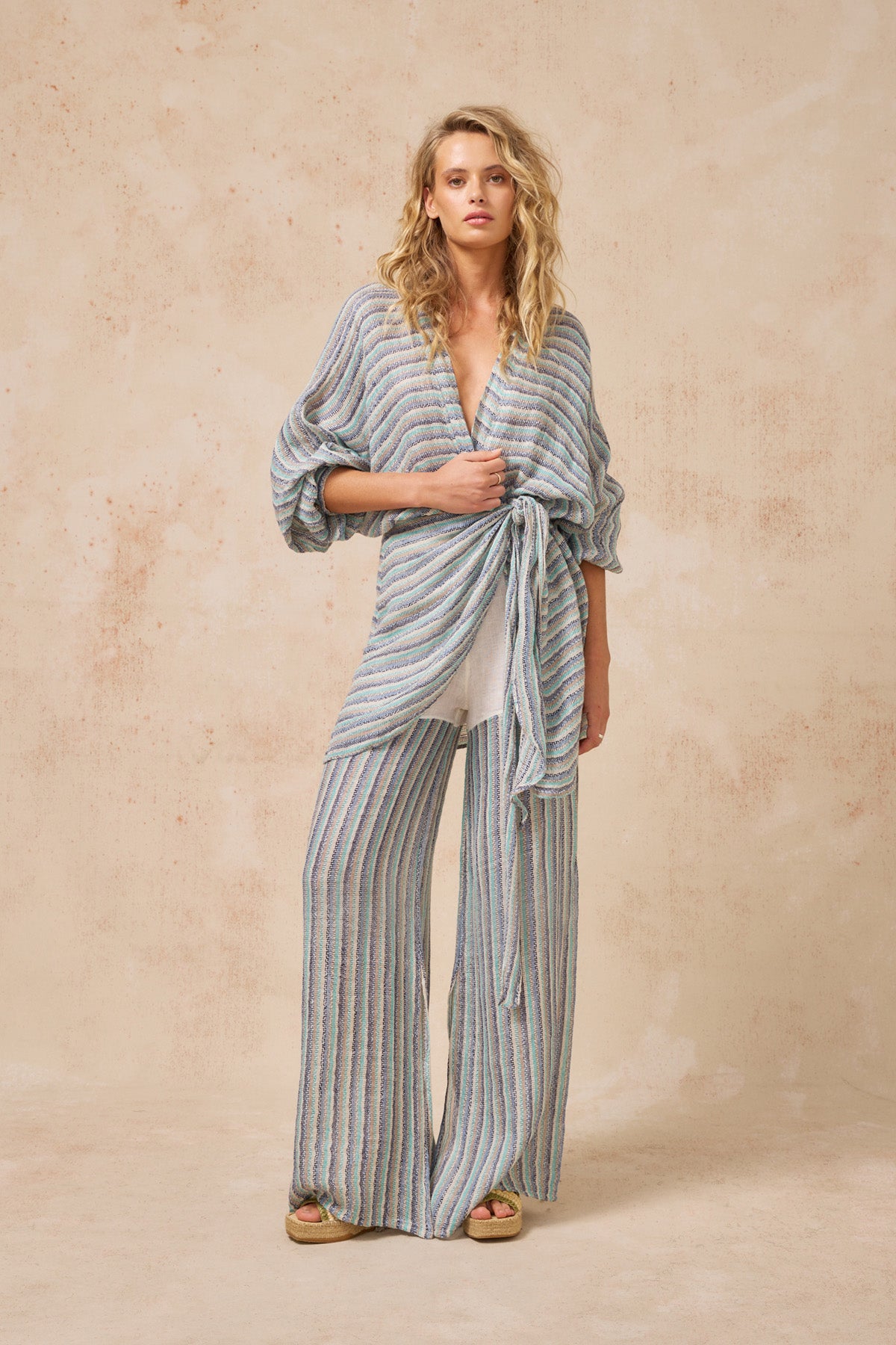 Ainu Dress - Acqua Stripe