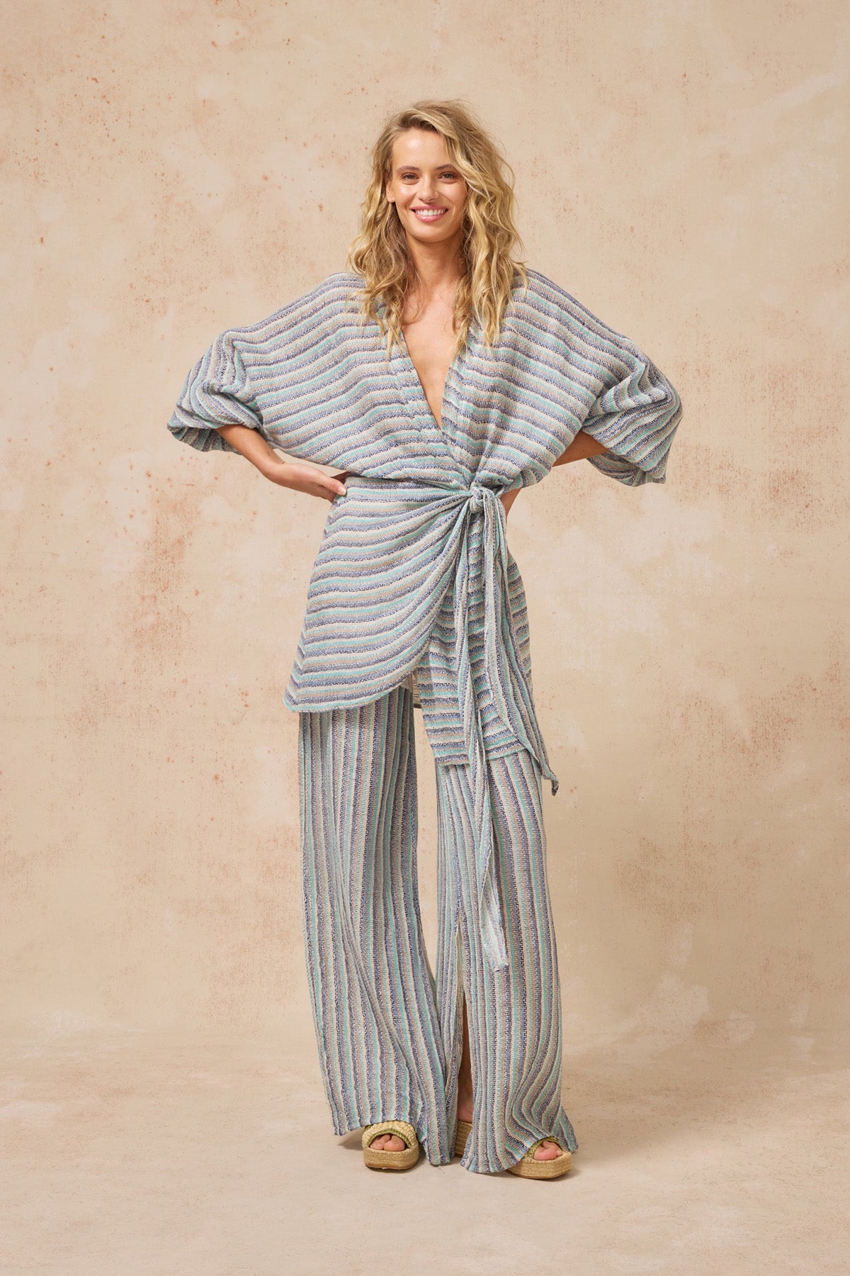 Ainu Dress - Acqua Stripe