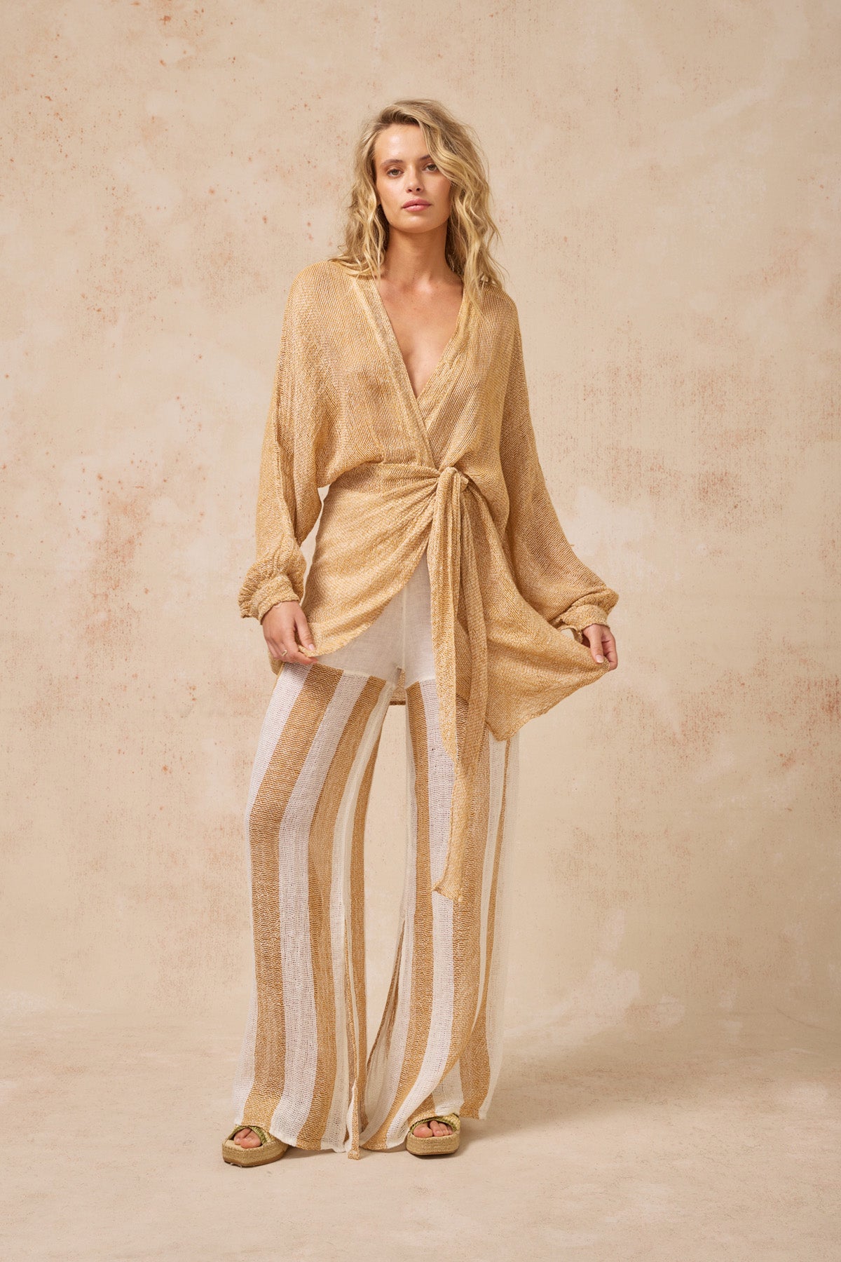Ozzonto Pant - Battista Panna/Oro Stripe