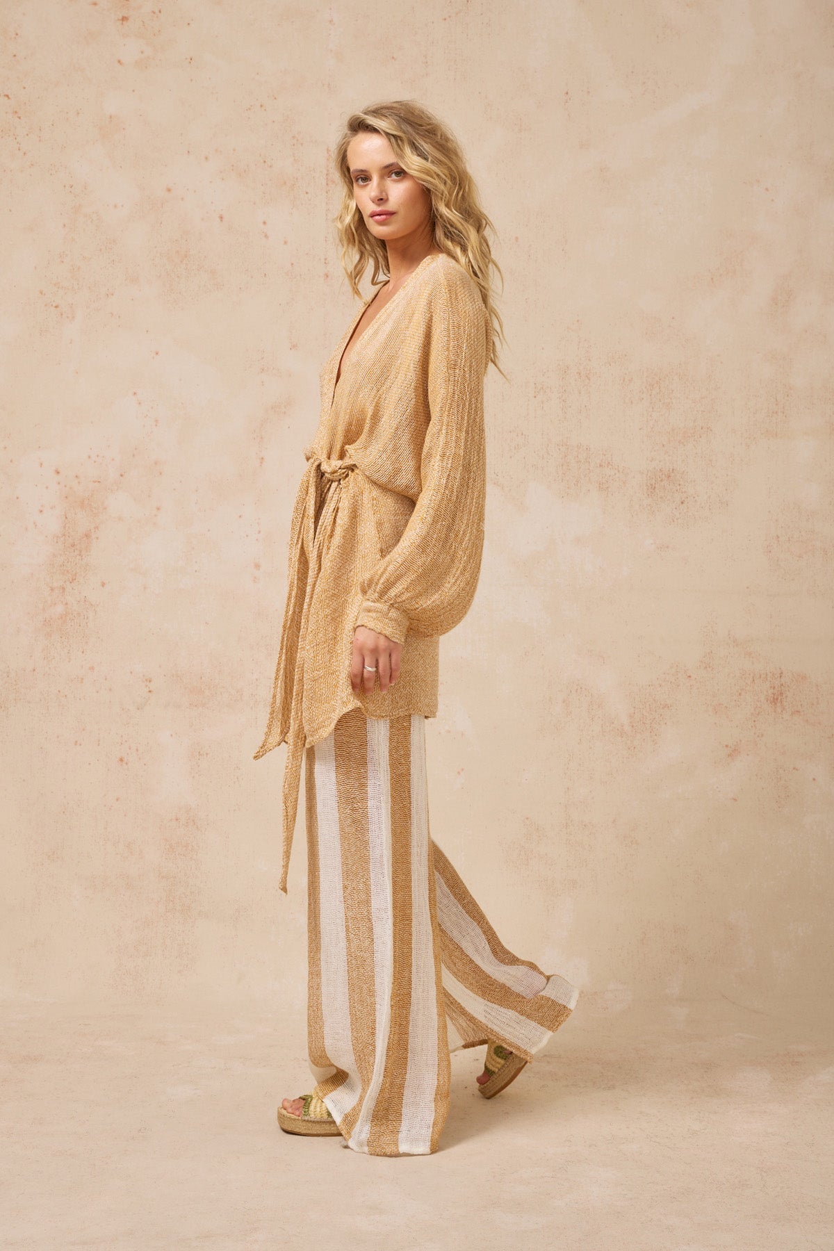Ozzonto Pant - Battista Panna/Oro Stripe