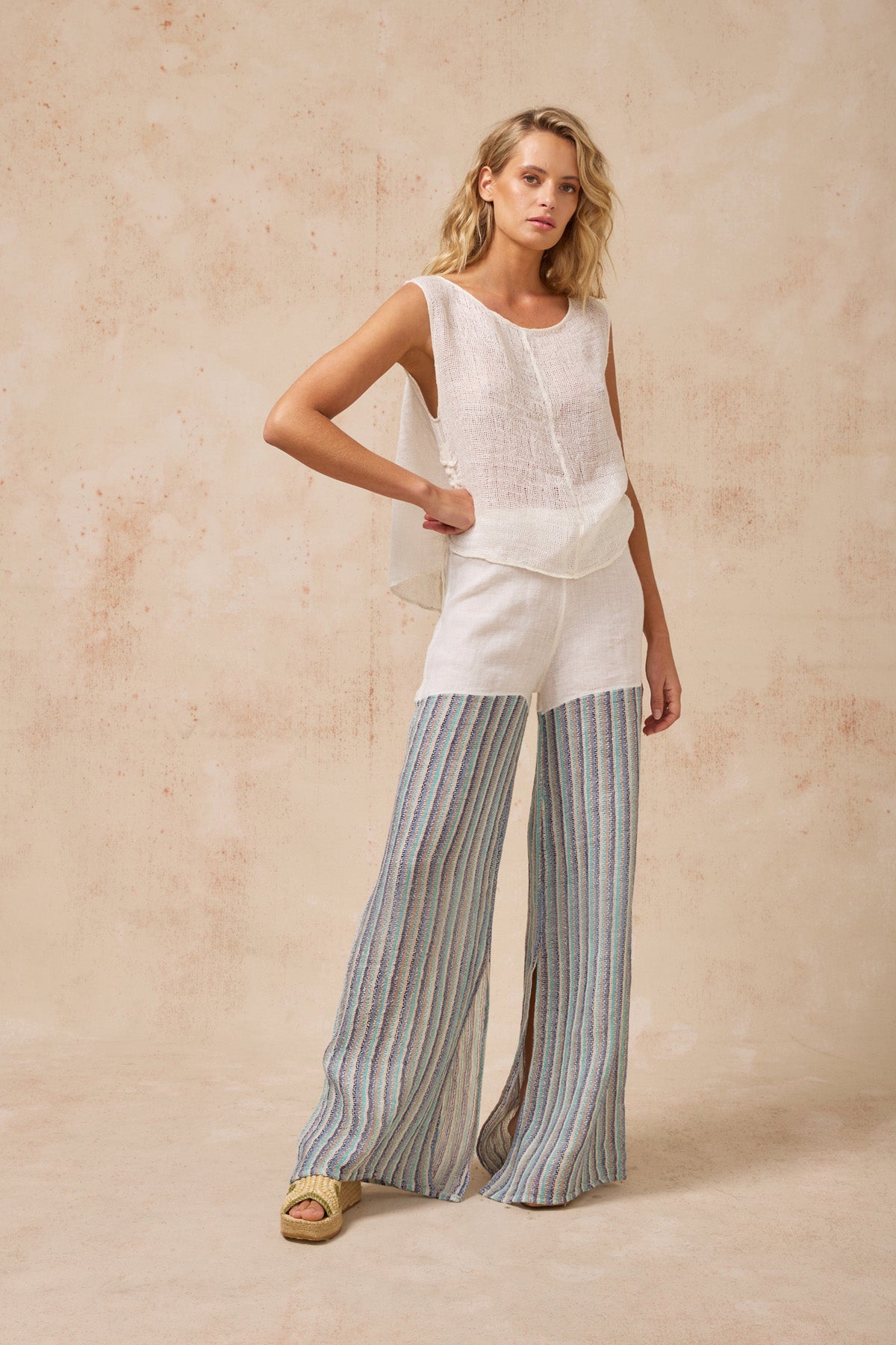 Ozzonto Pant - Battista Panna/Aqua - LAST PAIR - Size Small