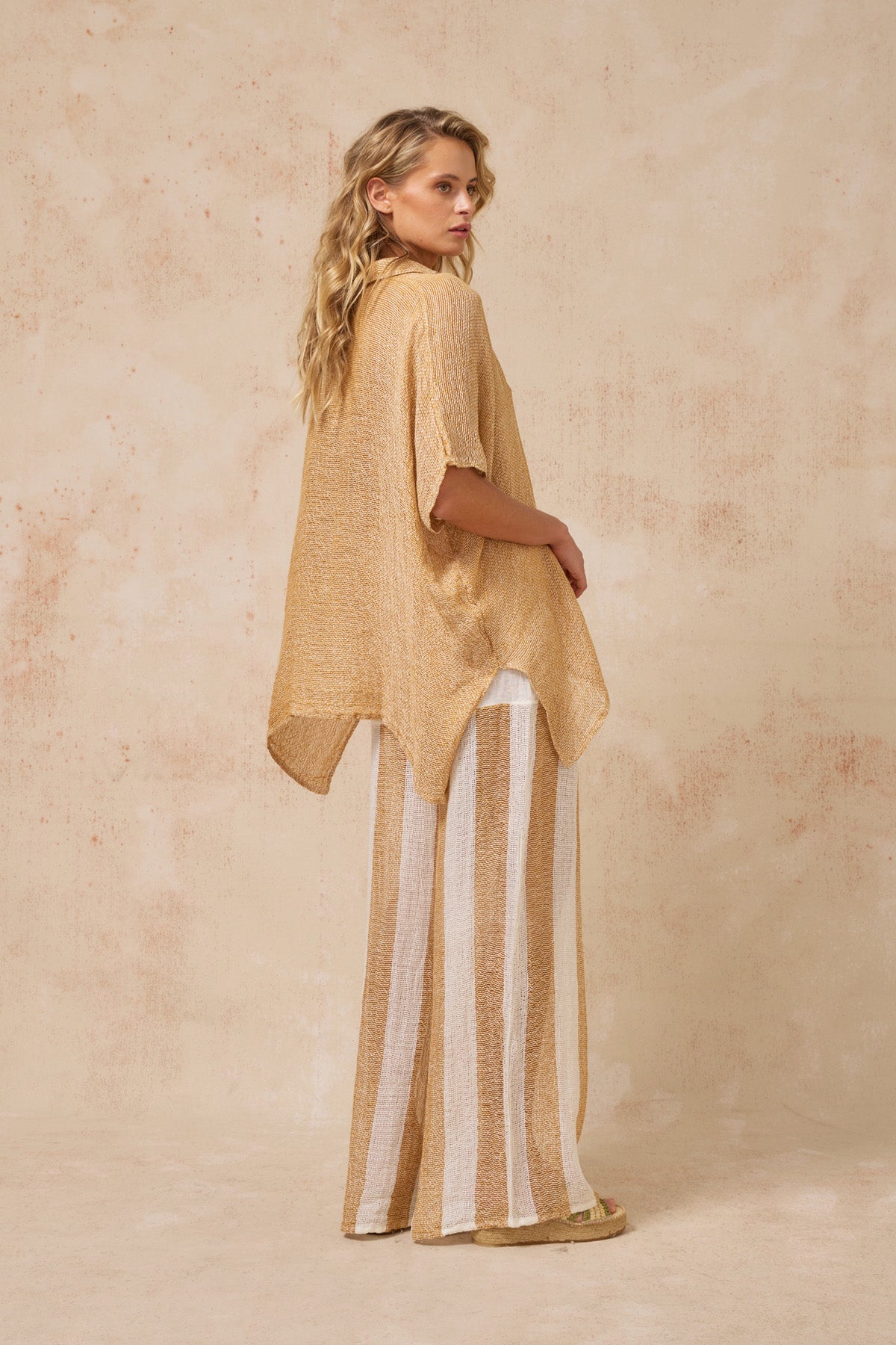 Ozzonto Pant - Battista Panna/Oro Stripe