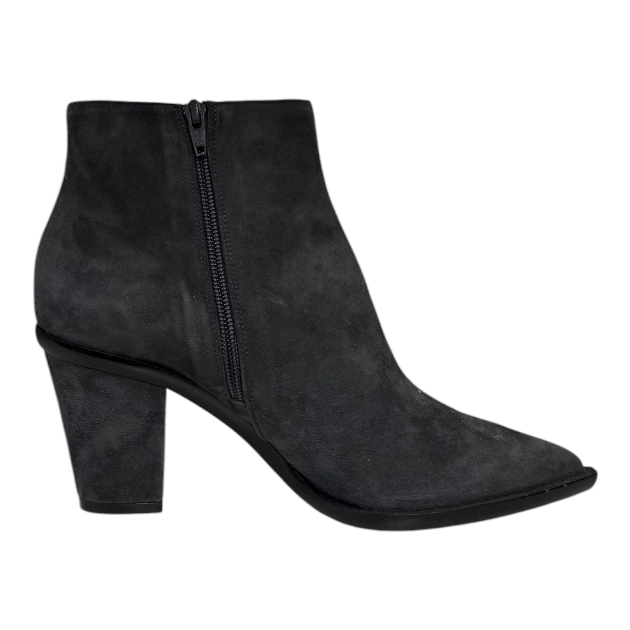 Stacked Heel Boot - Graphite Suede