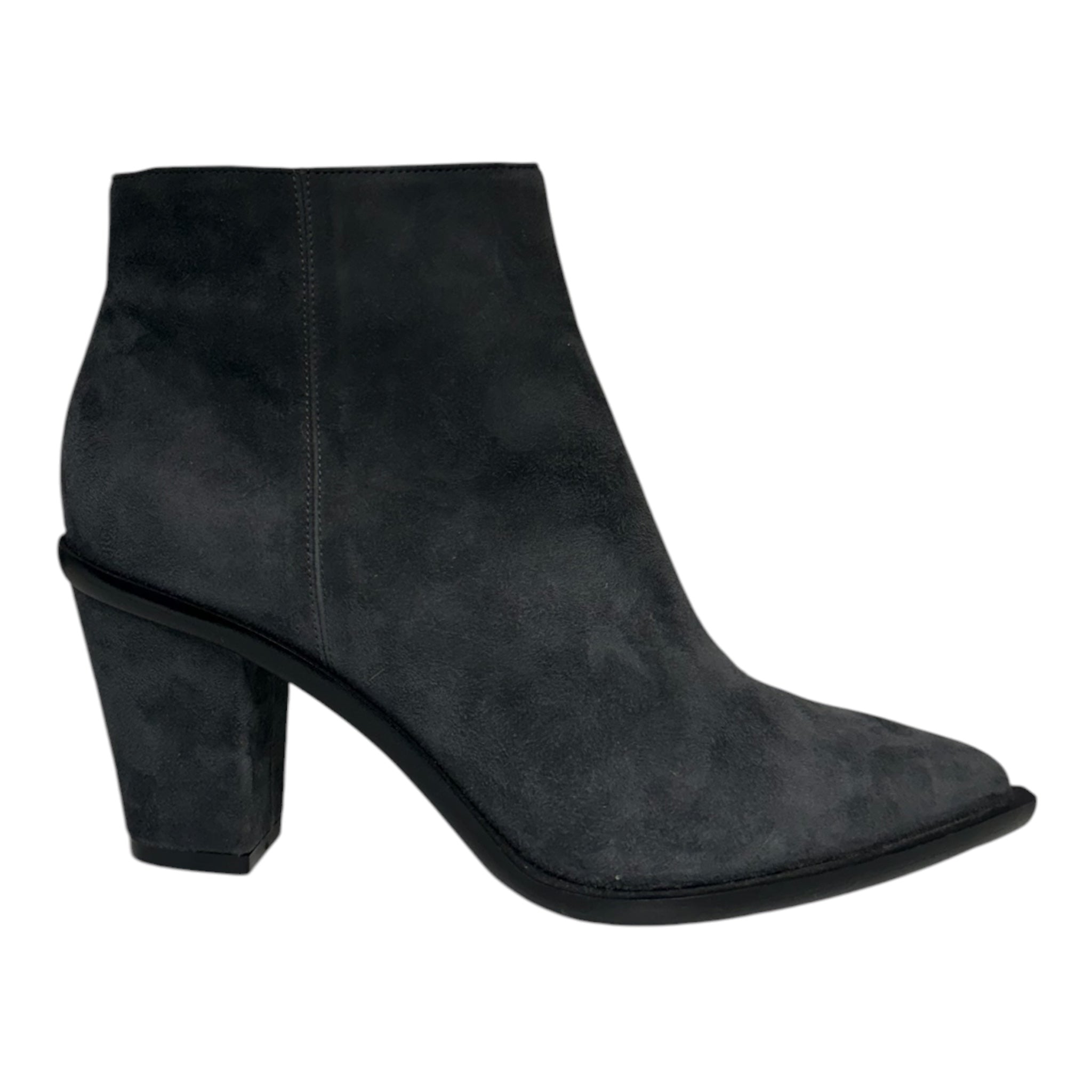 Stacked Heel Boot - Graphite Suede