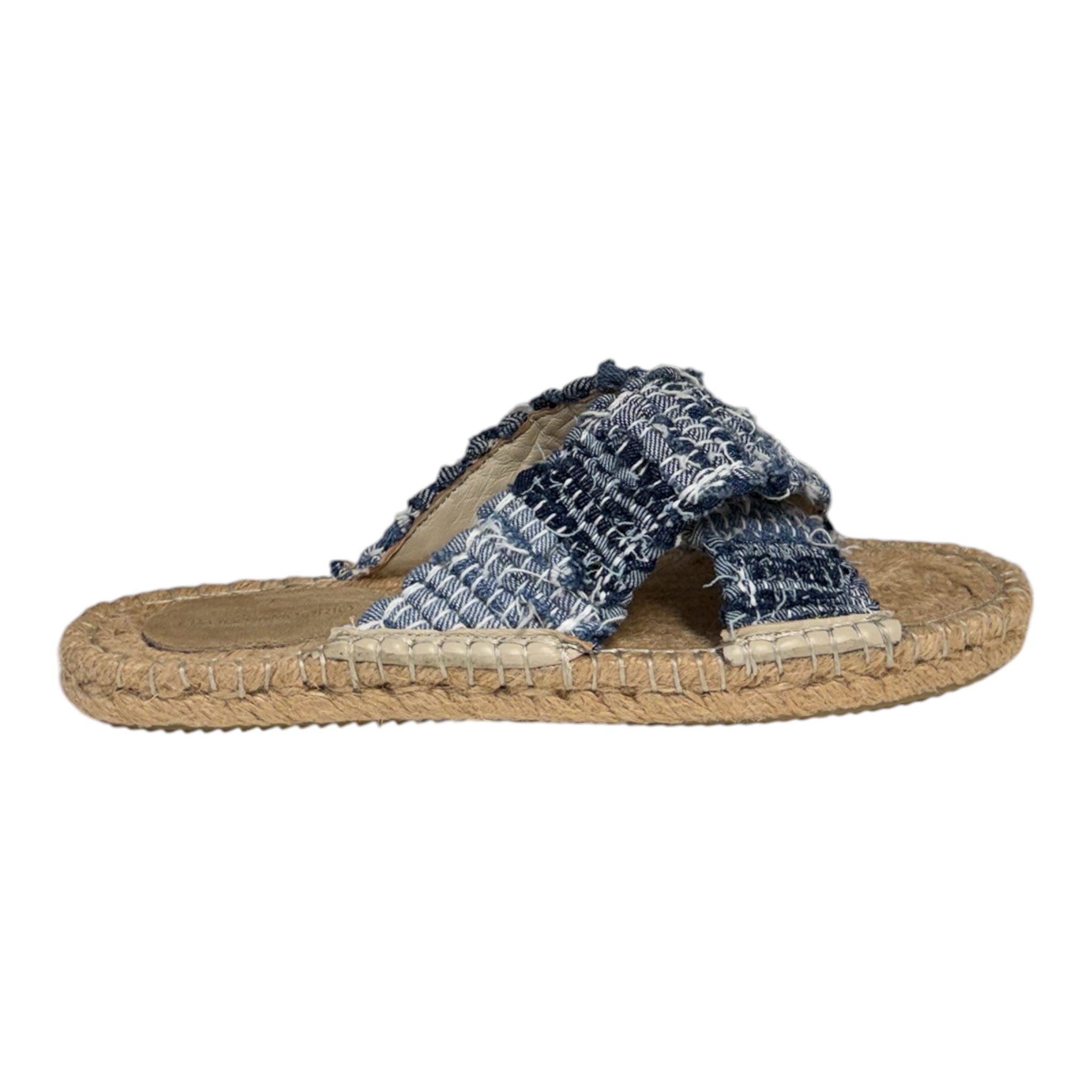 Denim Crossover Slides - Upcycled Denim