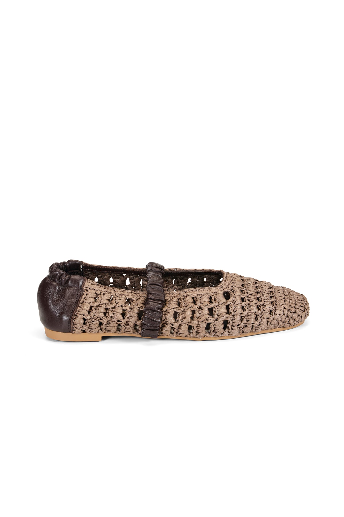 Leila Raffia Ballet Slipper - Chocolate