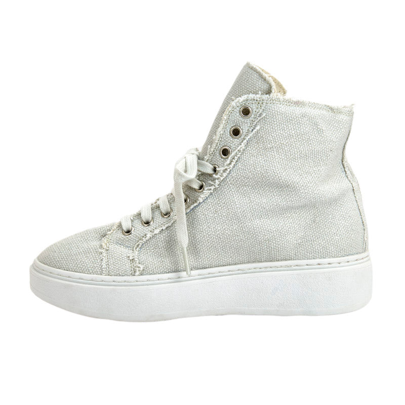 Linen High Top Sneaker - Ice White - Sample size 37