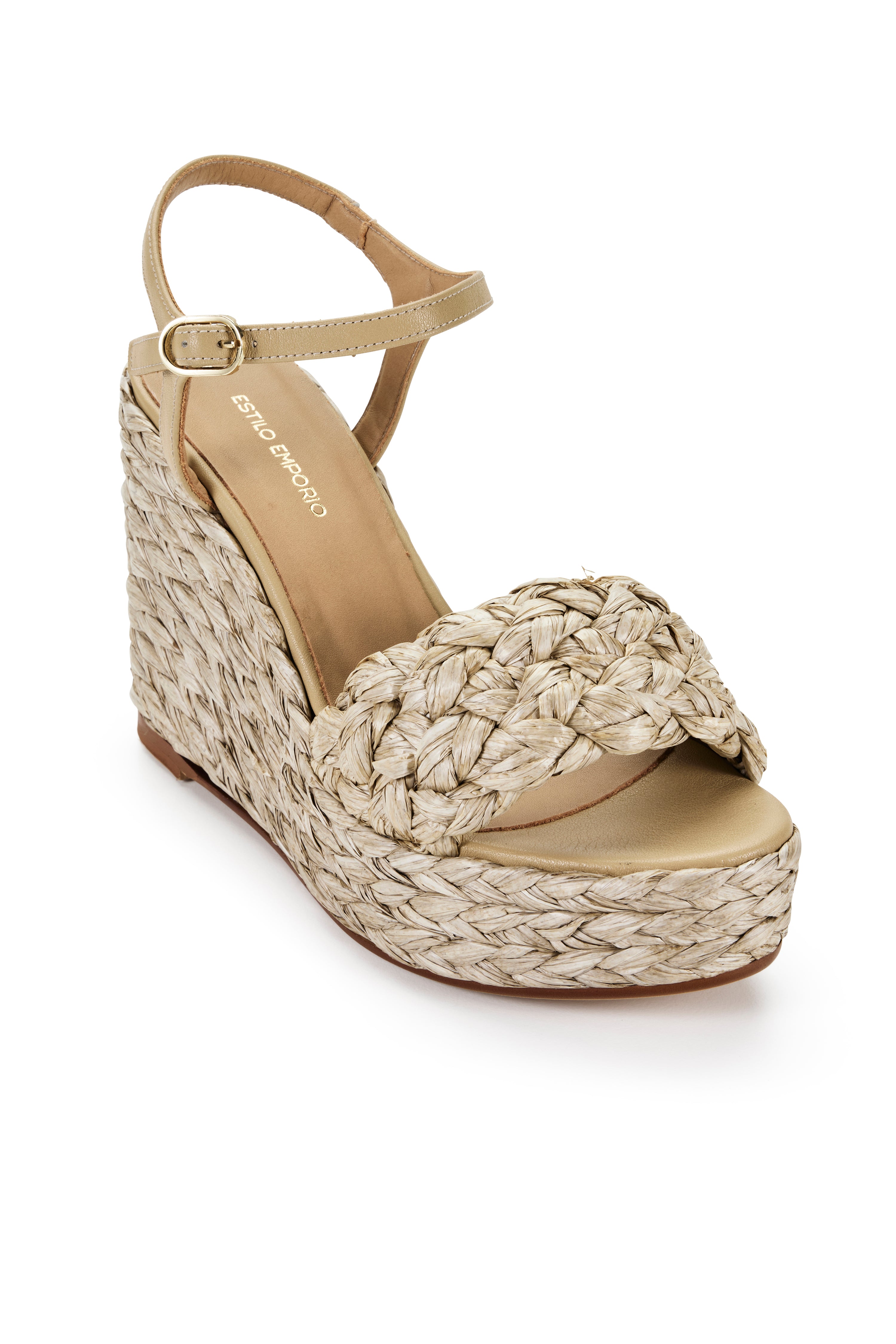 Carrie Raffia Braided Wedge - Natural