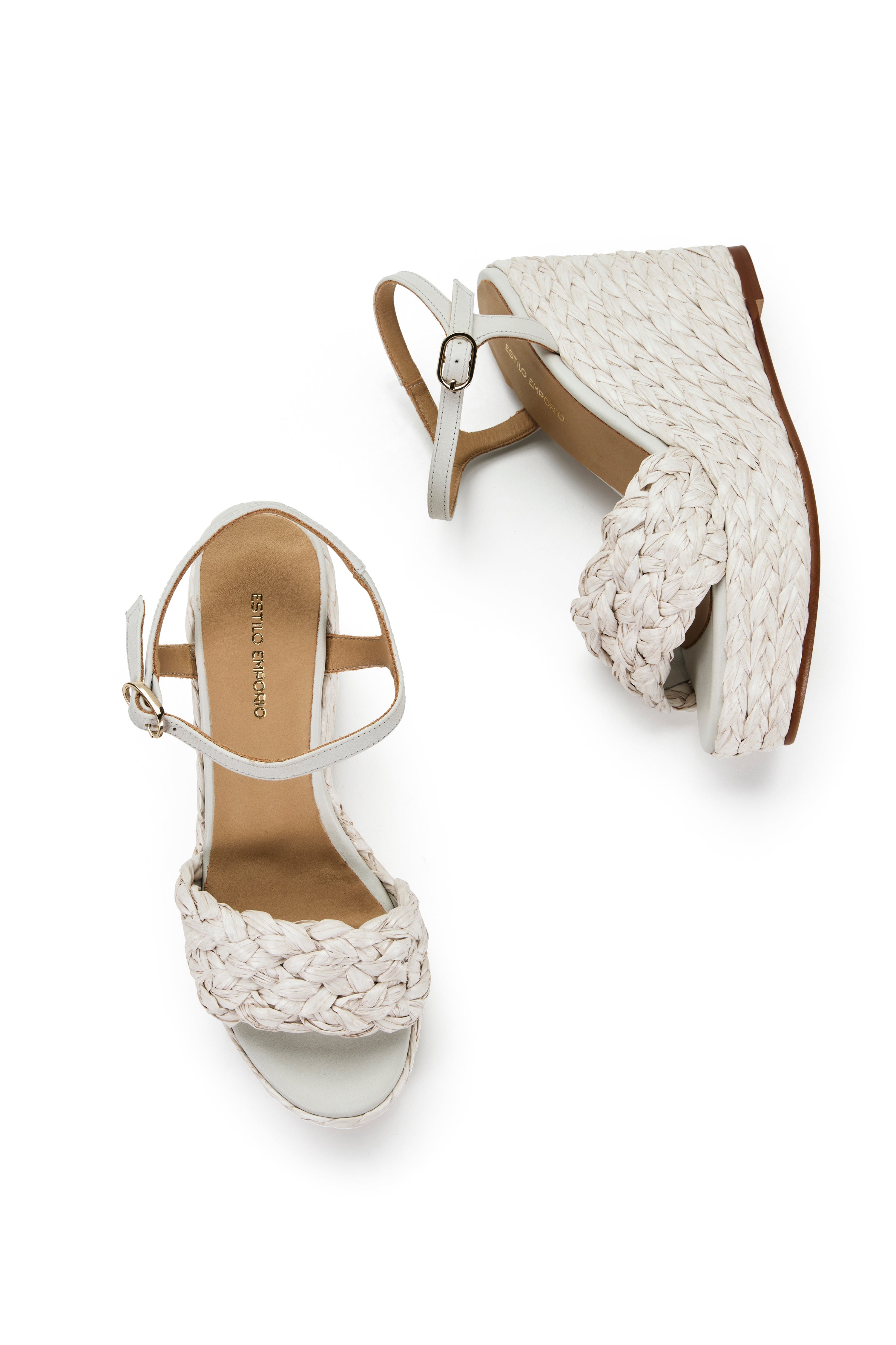 Carrie Raffia Braided Wedge - Snow