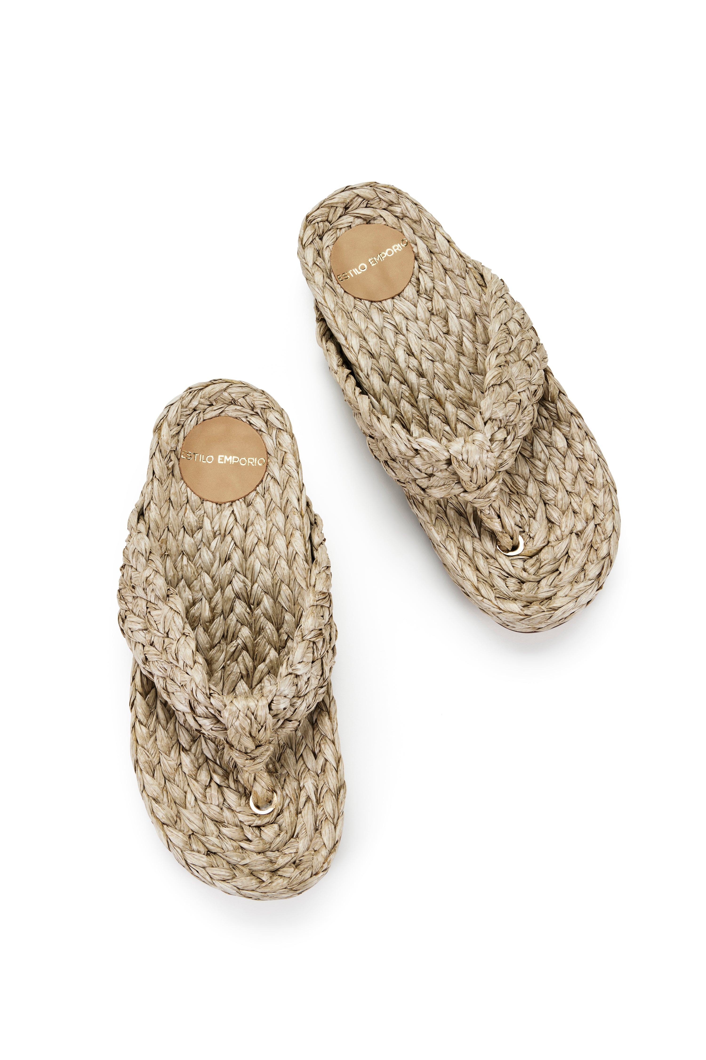 Kaia raffia Braided Thong - Natural