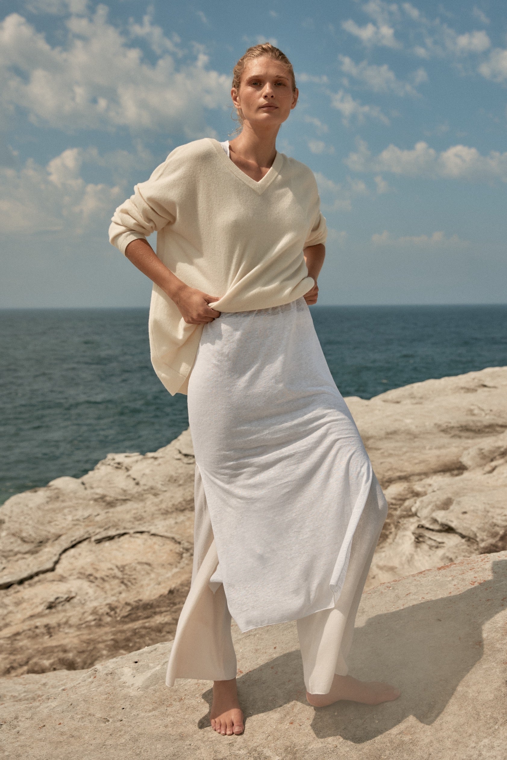 Camille Reversible Cashmere Sweater - Off White