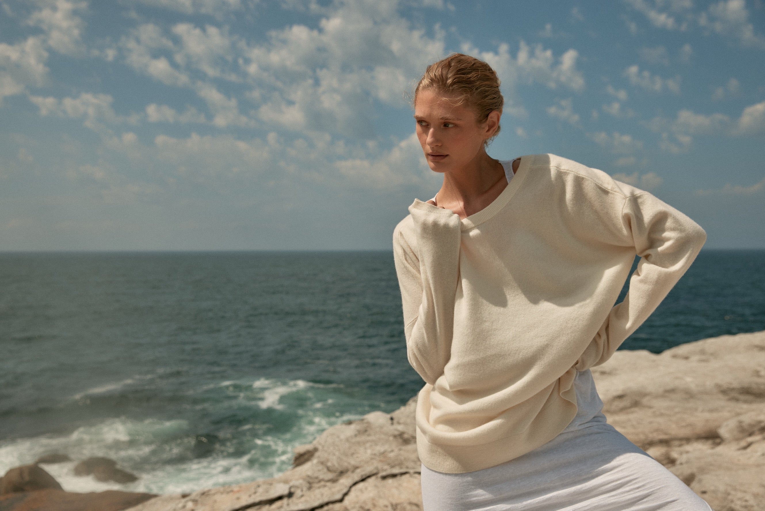 Camille Reversible Cashmere Sweater - Off White